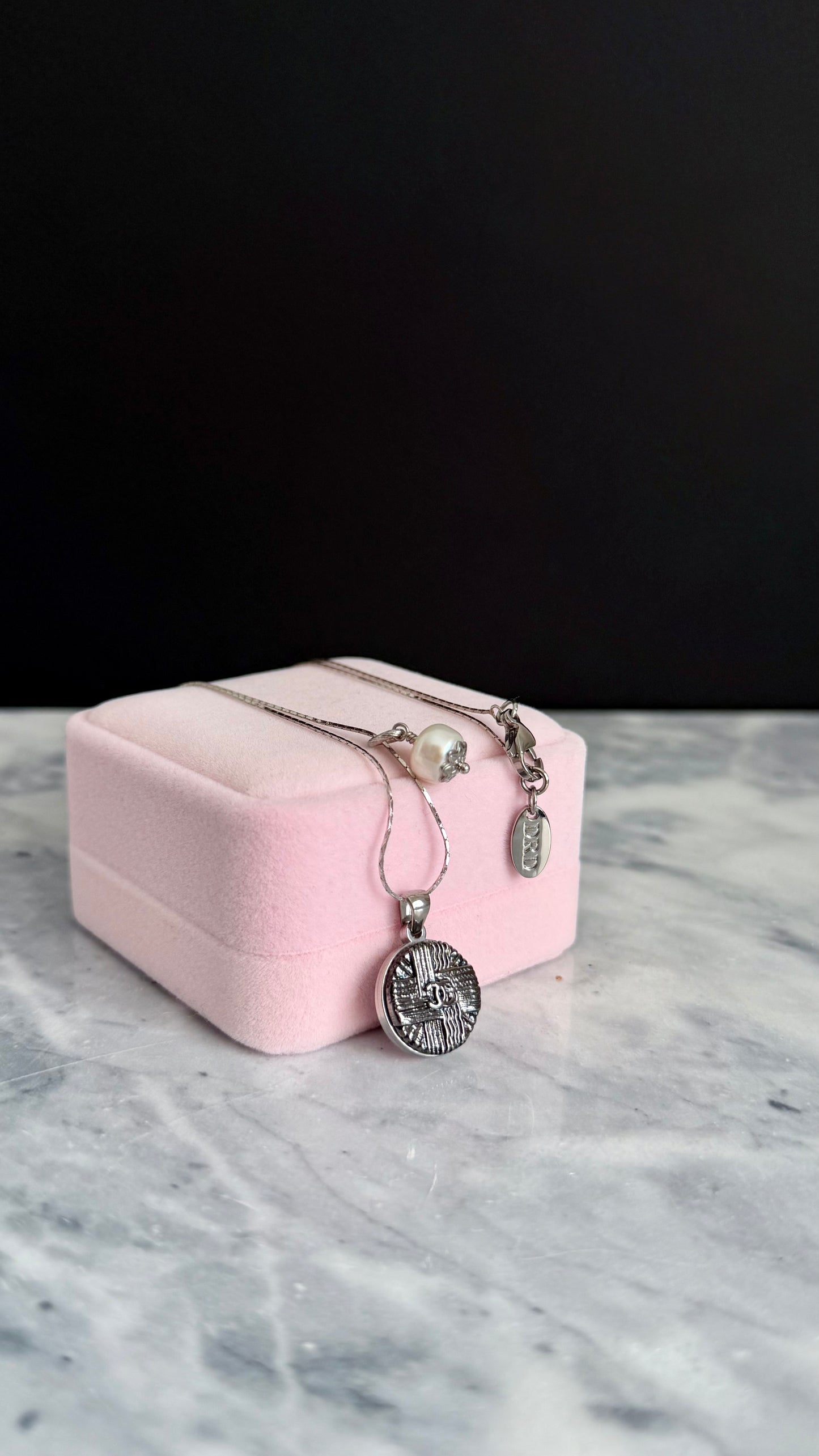 🖤 Reworked Authentic sterling silver button necklace with sterling silver chain