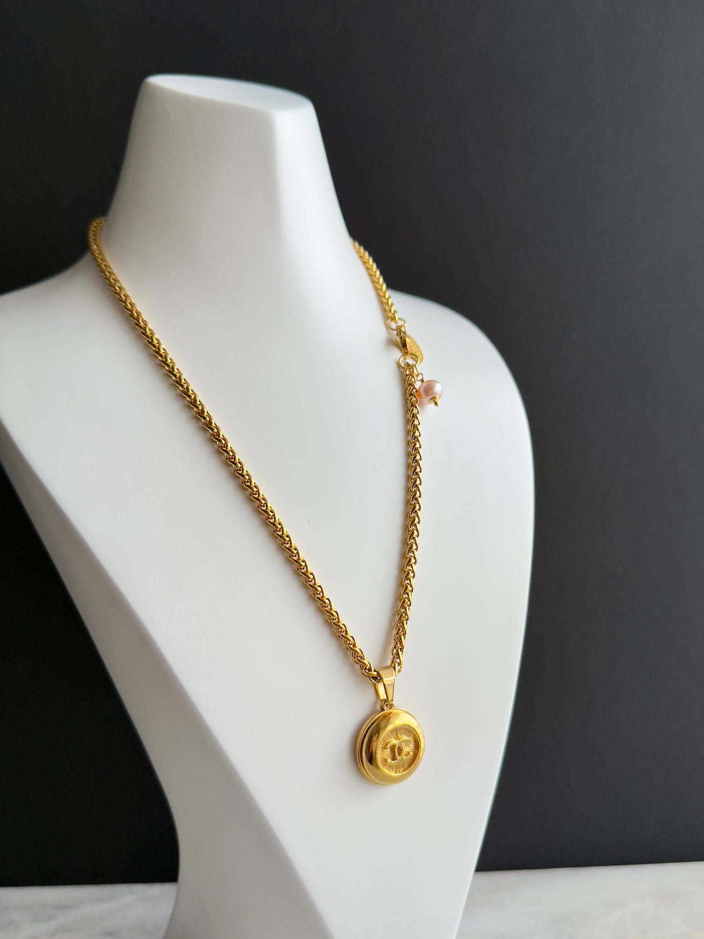 Vintage Authentic reworked Gold button Necklace