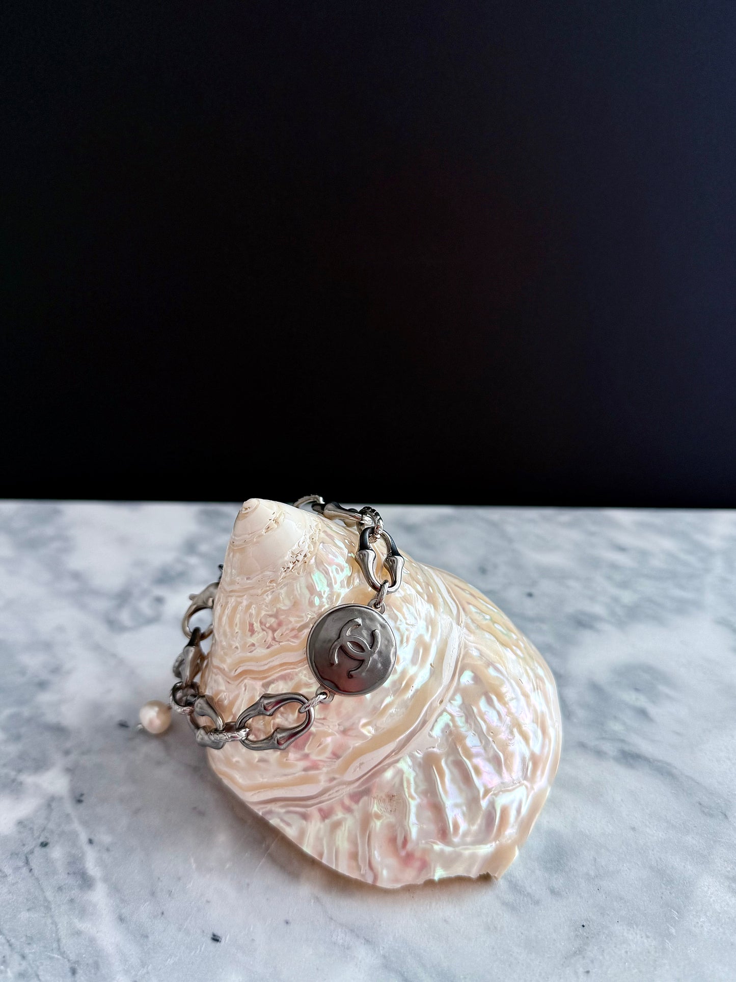 ✨ONE OF A KIND silver reworked button bracelet • large unique non tarnish chain