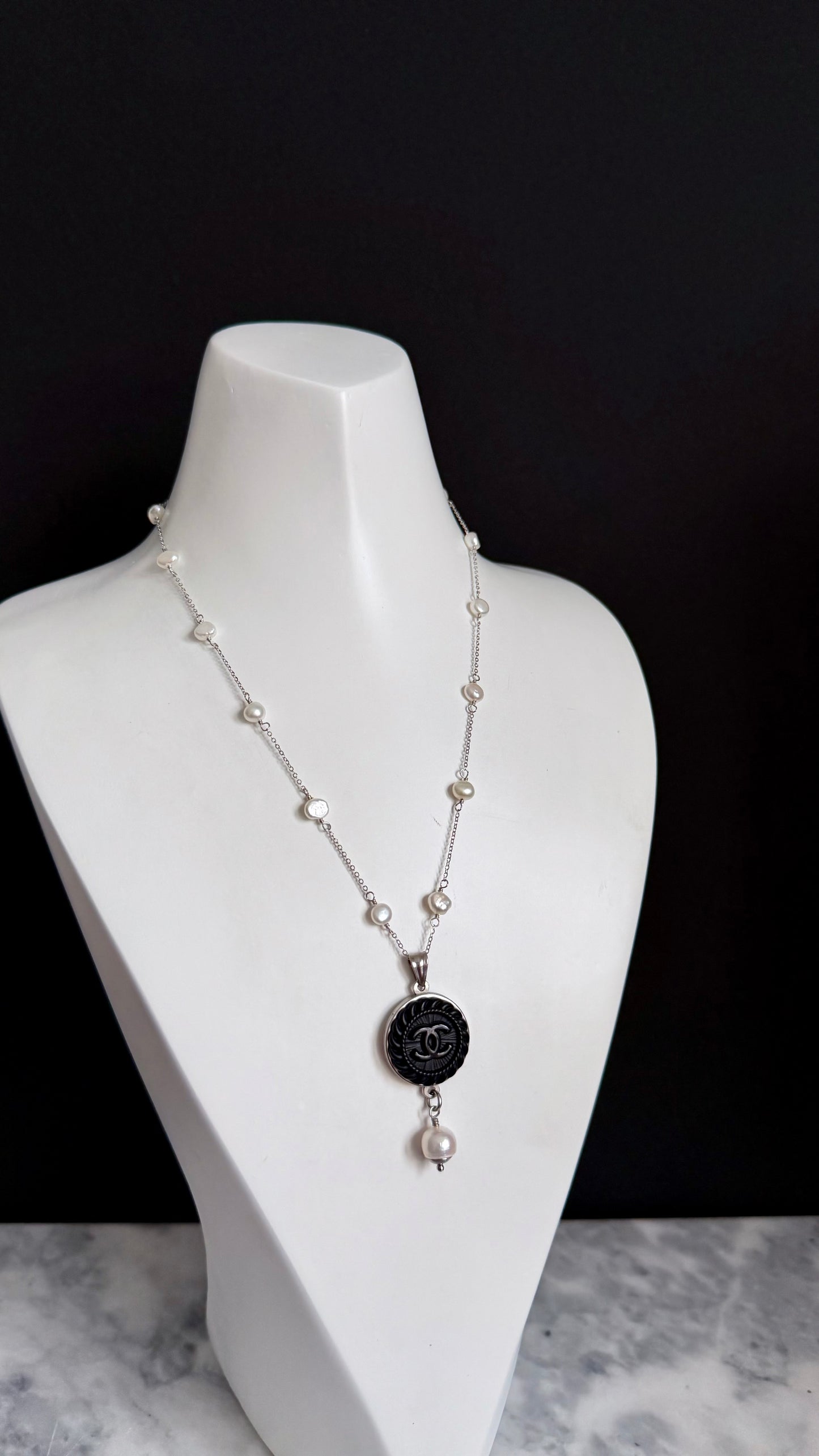 🖤 One of a kind delicate Authentic Reworked button necklace