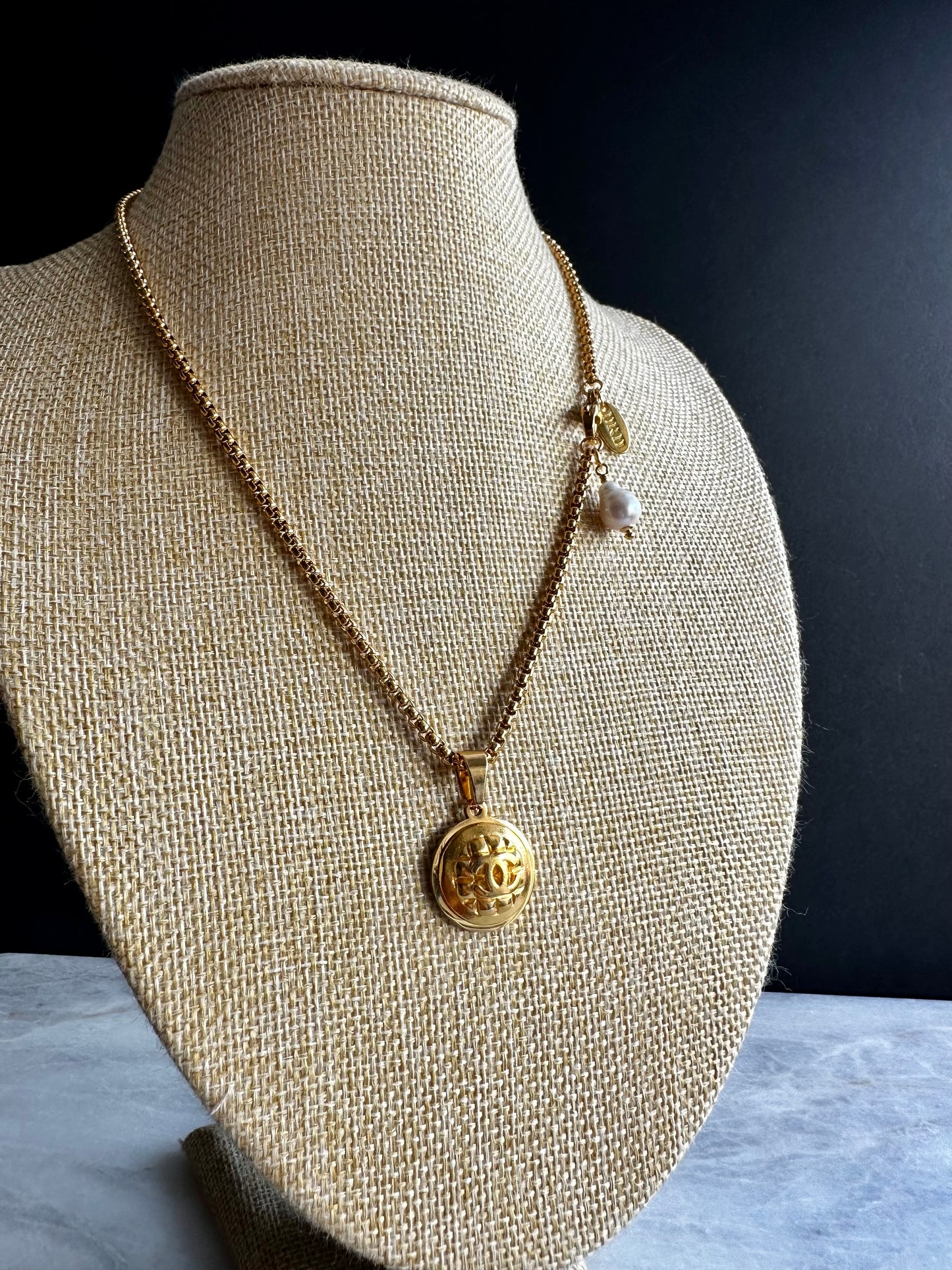 Super rare Vintage Authentic reworked Gold button Necklace