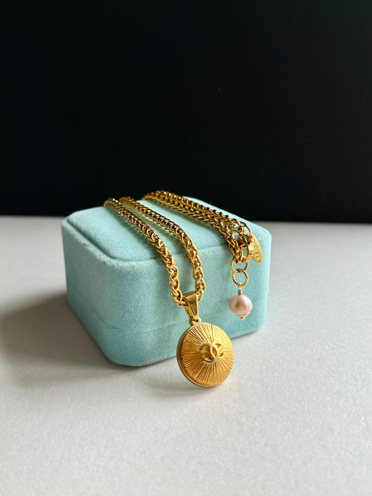Vintage Authentic reworked Gold button Necklace
