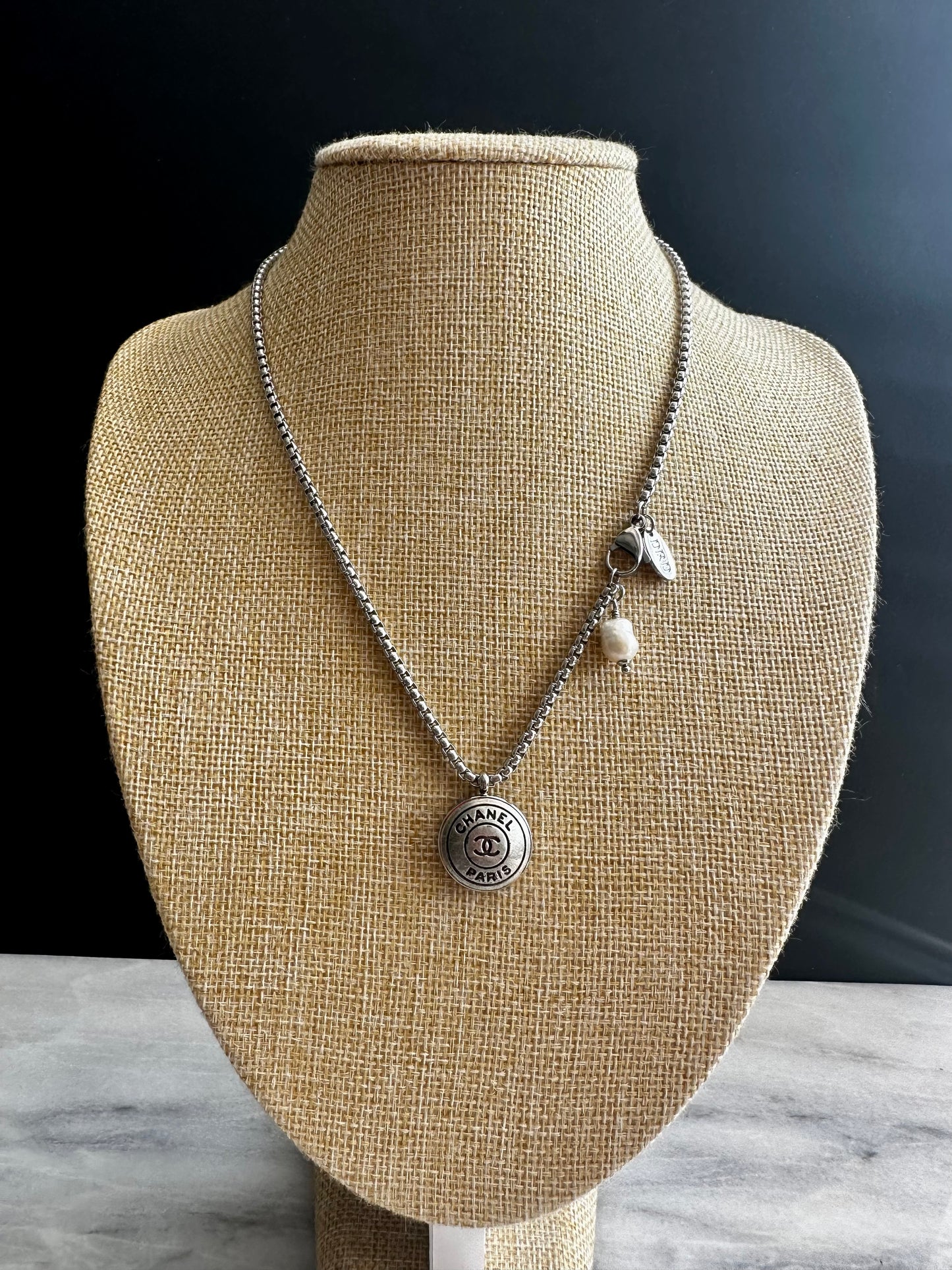 Authentic Reworked ANTIQUE silver Button Necklace