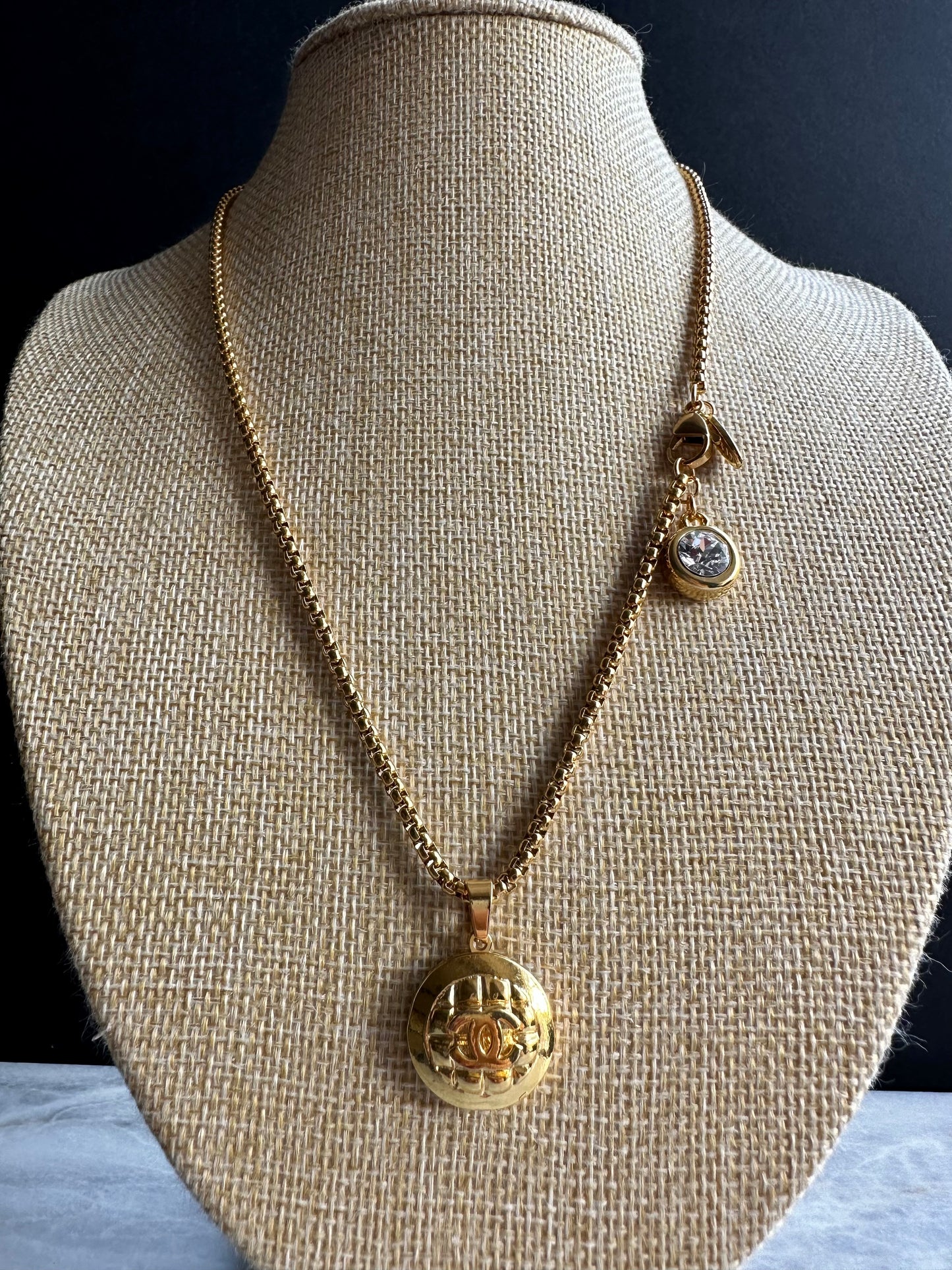 Super rare Vintage Authentic reworked Gold button Necklace