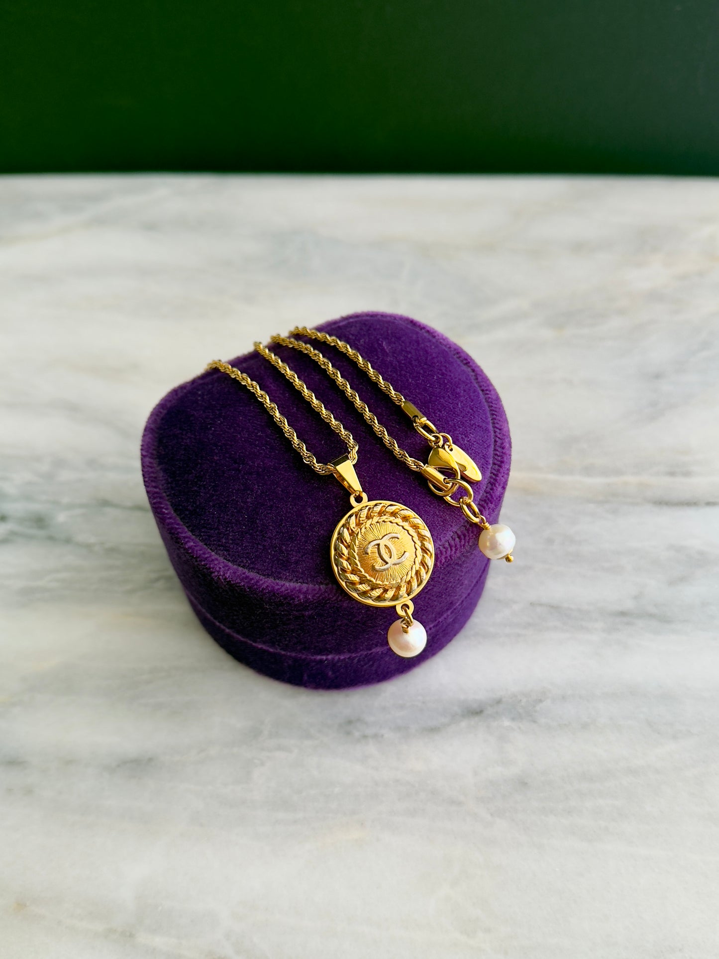 Vintage Authentic reworked Gold button Necklace