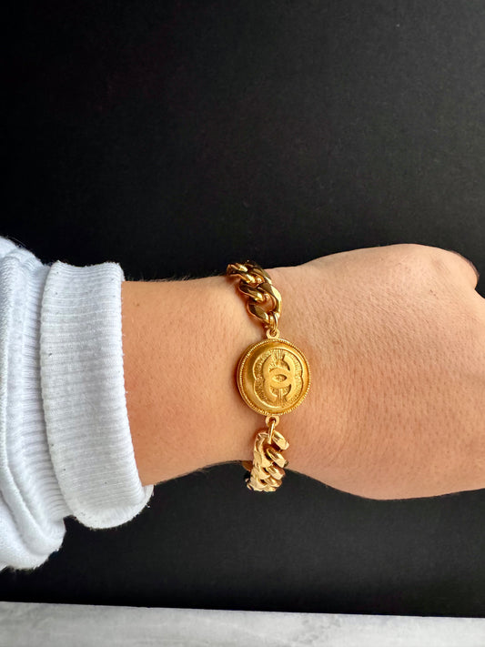 Gold super chunky Authentic Reworked button bracelet