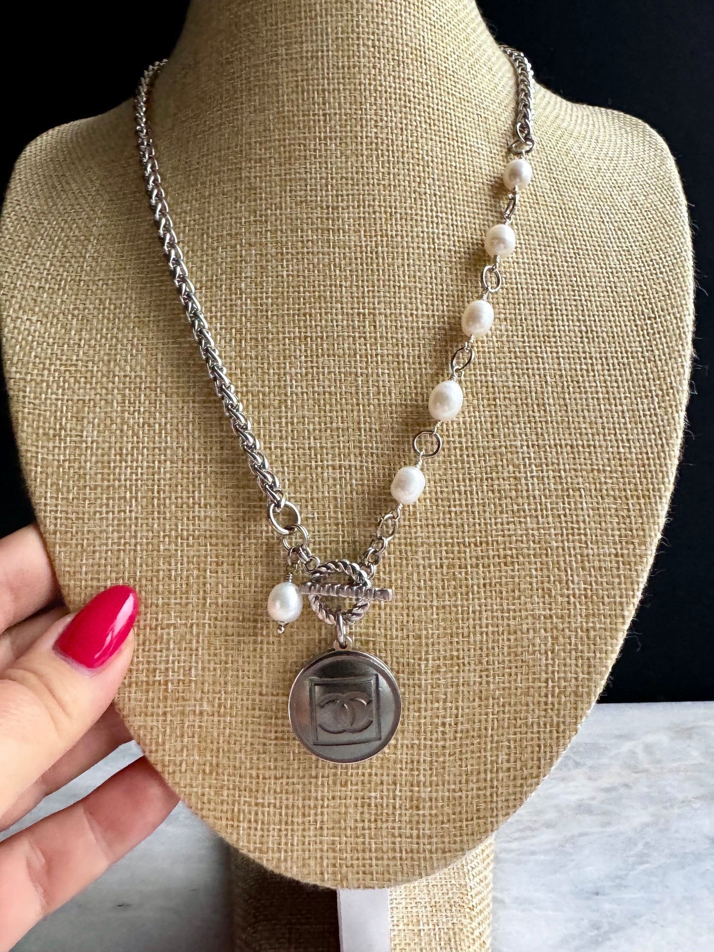 Extremely rare Authentic Reworked silver Button Necklace