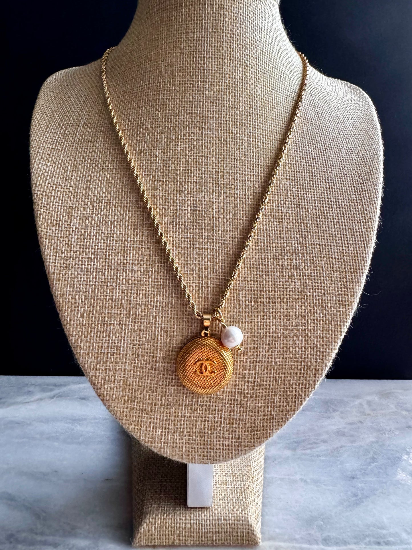 Large RARE Vintage Authentic reworked Gold button Necklace