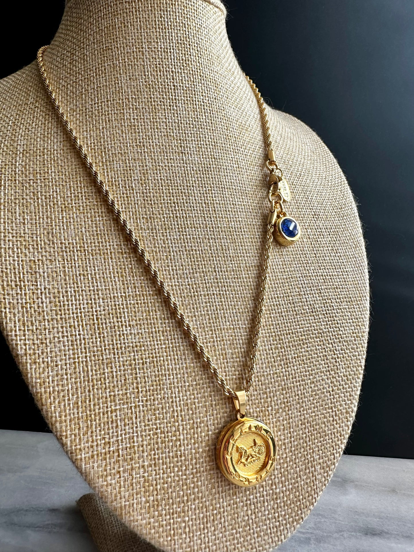 💙 Vintage Authentic reworked Celine Gold button Necklace