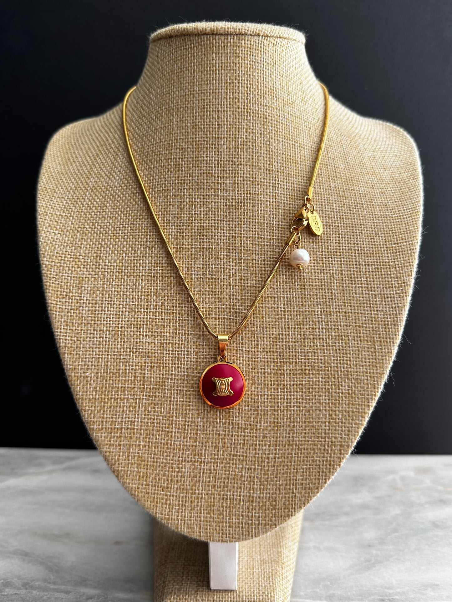 ❤️ Vintage Authentic reworked Celine Gold button Necklace