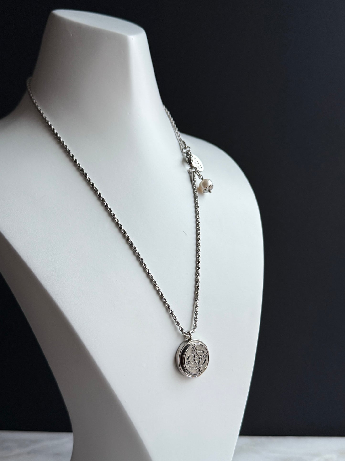 Authentic Reworked silver Button Necklace