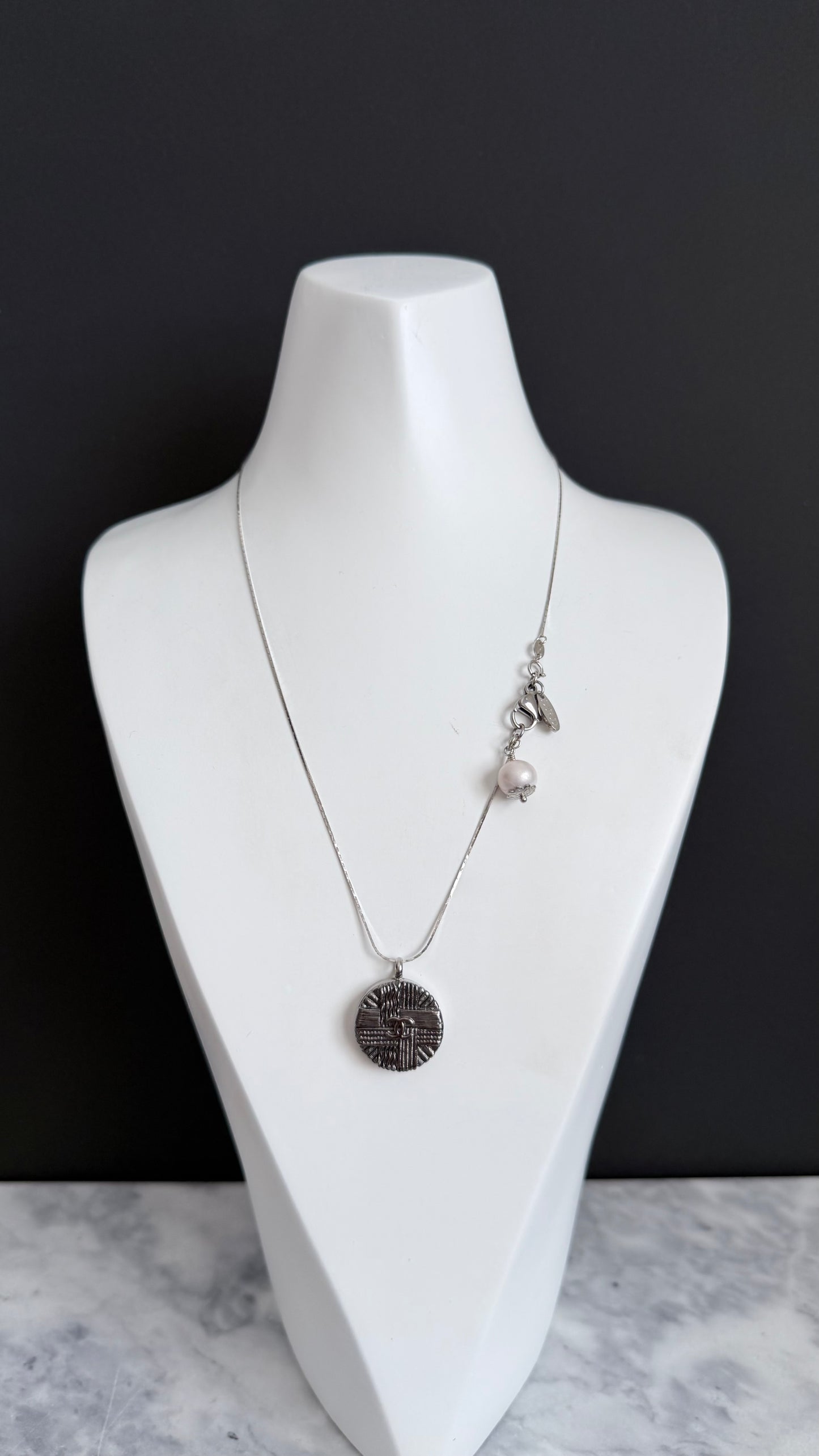 🖤 Reworked Authentic sterling silver button necklace with sterling silver chain