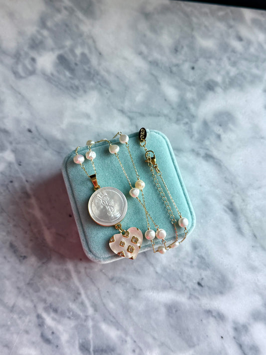🤍 One of a kind delicate Authentic Reworked YSL button necklace - large pendant
