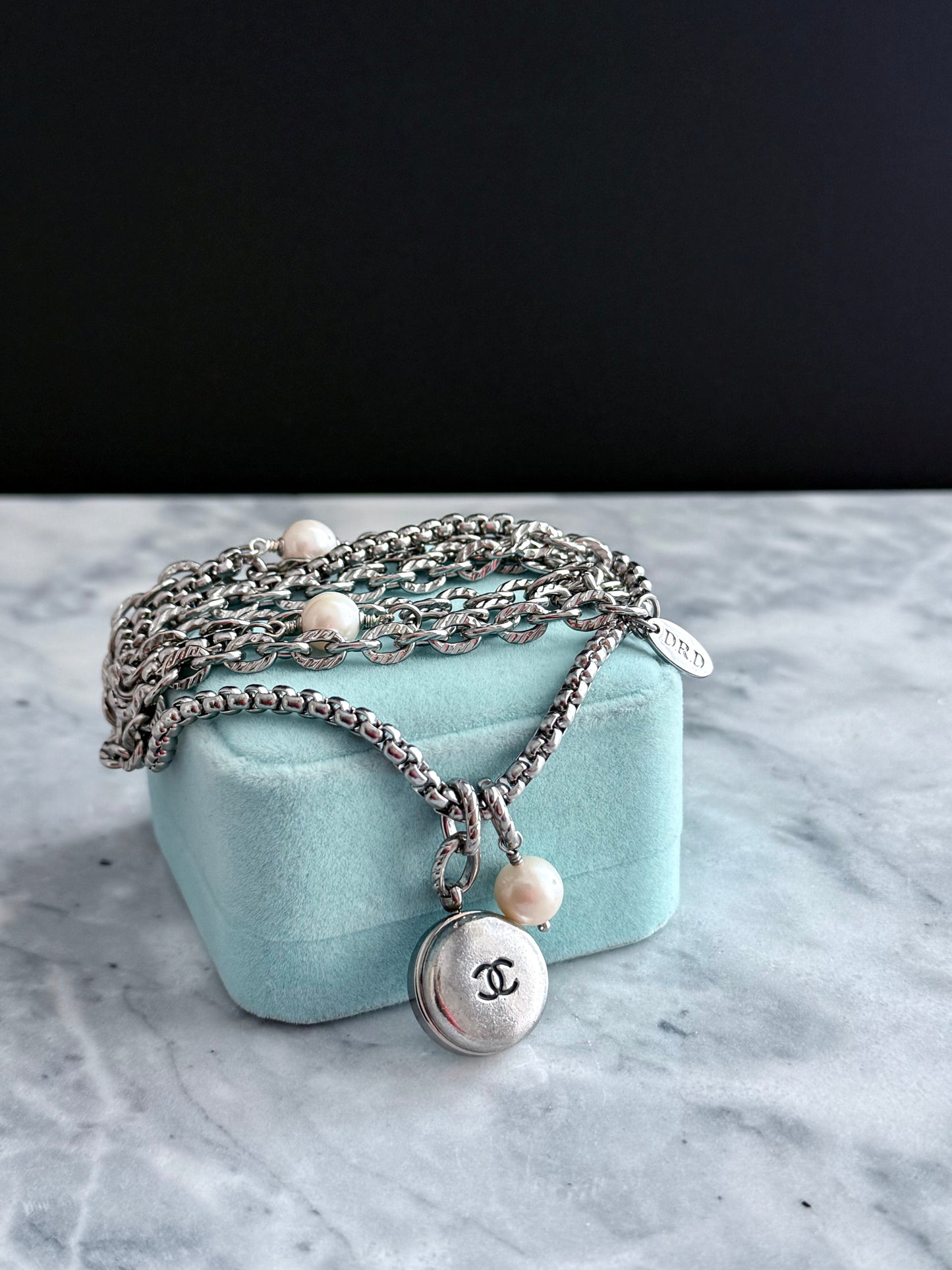 ONE OF A KIND - Authentic Reworked silver Button Necklace - read description