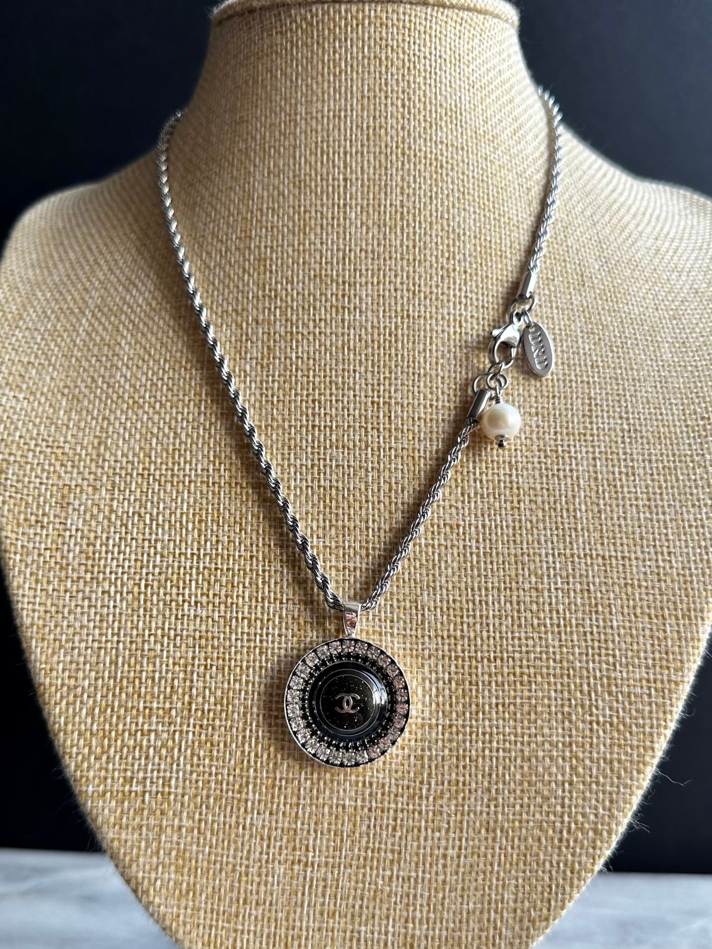 Authentic Reworked silver Button Necklace