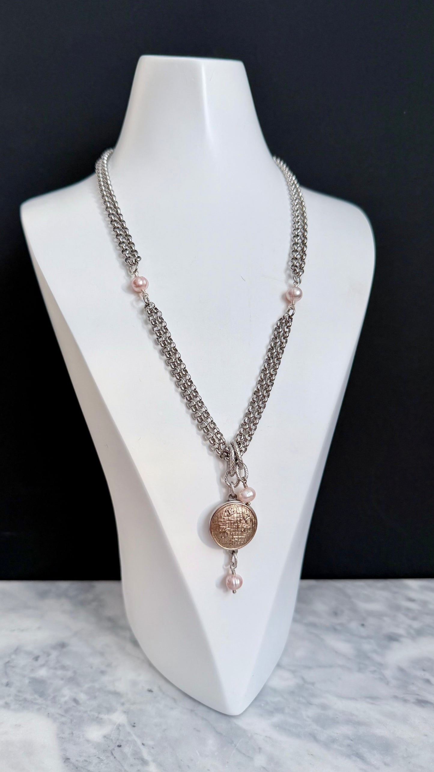 ✨ MIXED METAL Extremely rare Authentic Reworked silver Button Necklace