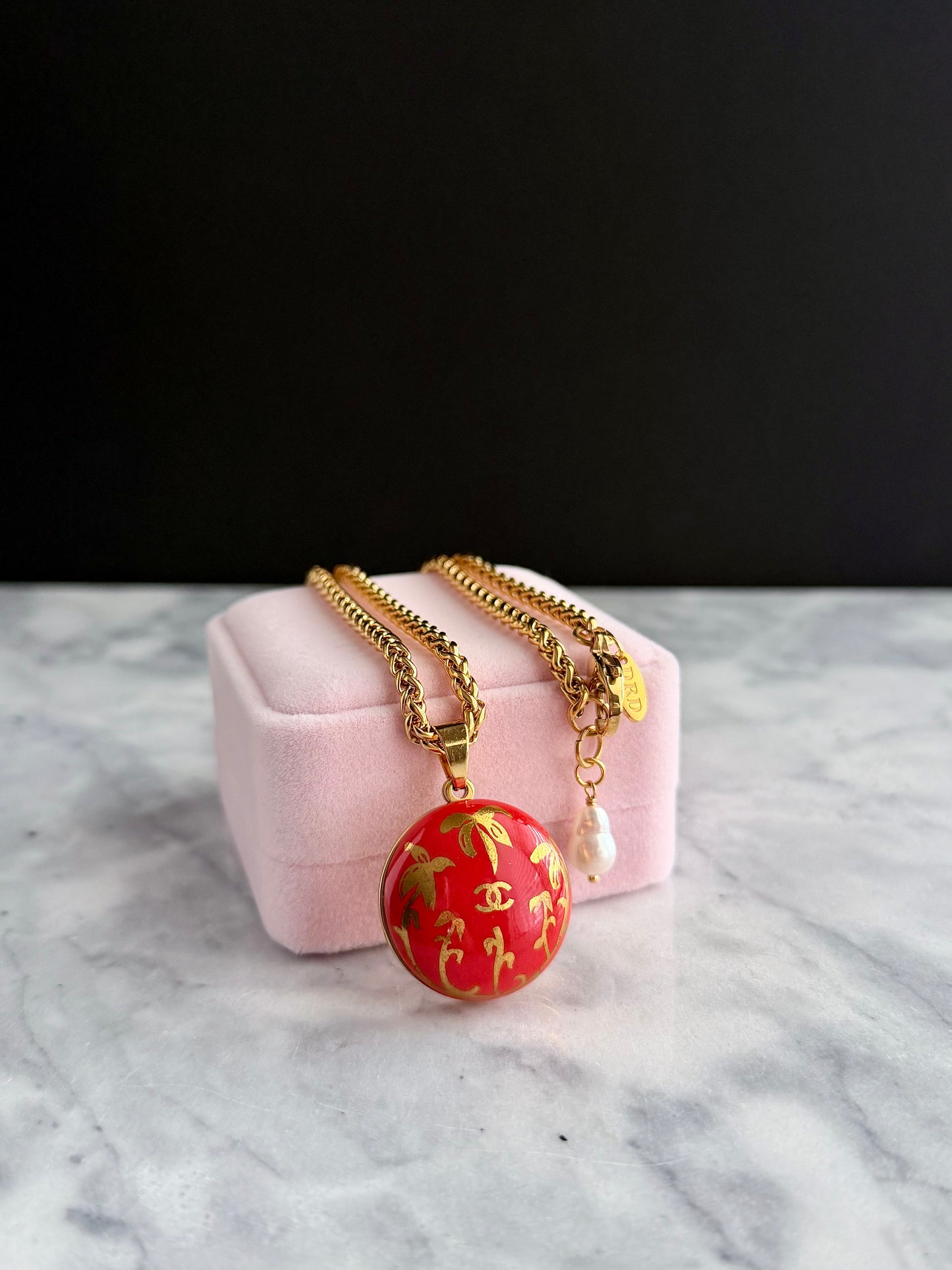 🧡 HUGE EXTREMELY RARE reworked orange button necklace