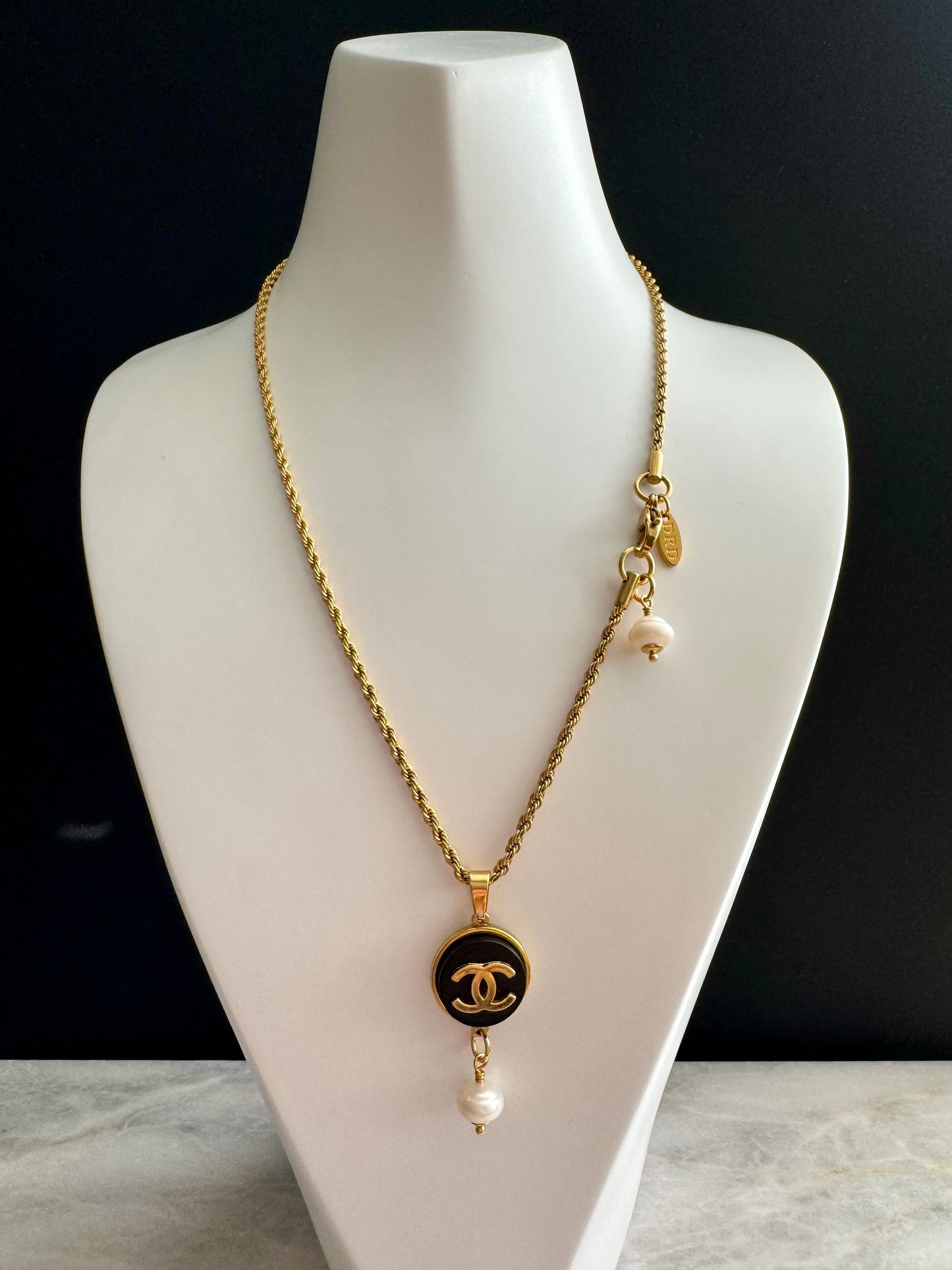 Vintage Authentic reworked Gold button Necklace