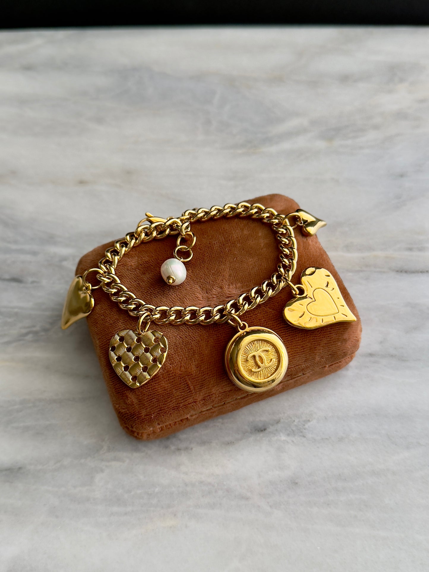 Gold chunky Authentic Reworked button bracelet