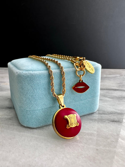 ❤️ Vintage Authentic reworked Celine Gold button Necklace