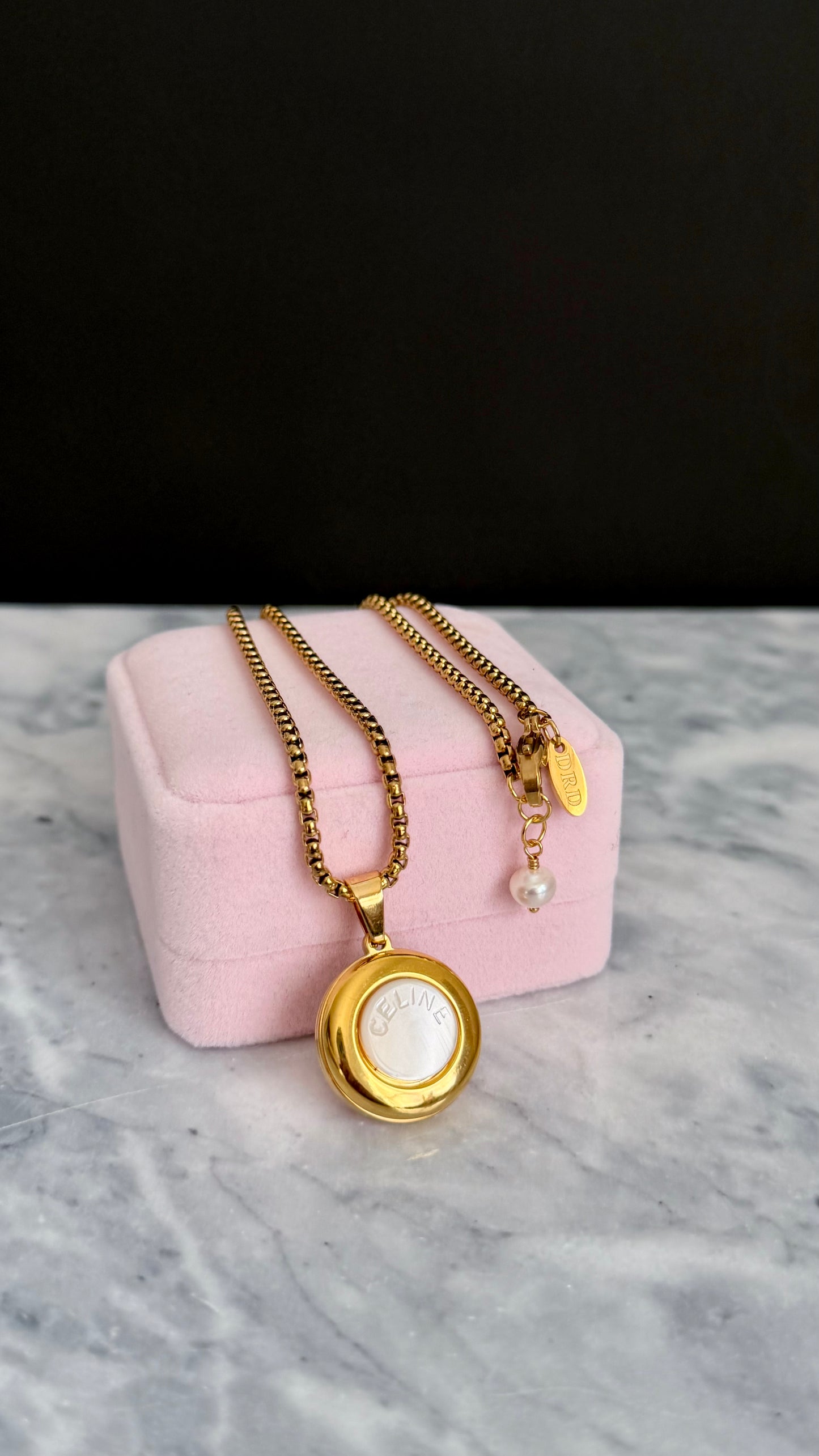 🤍 Vintage Authentic reworked Celine Gold button Necklace - Medium size version