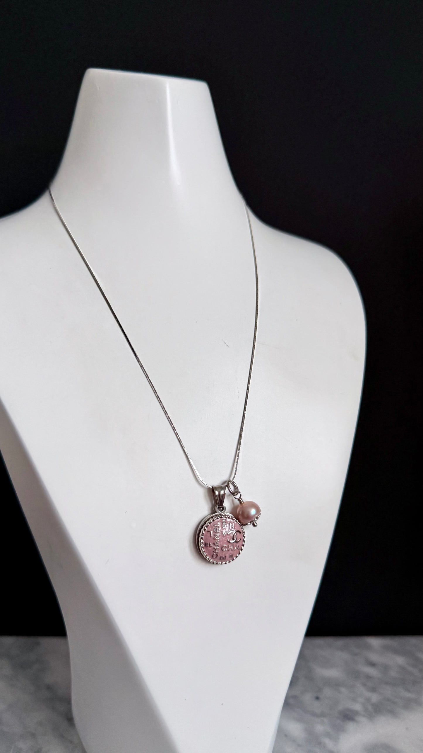 💖 Reworked Authentic sterling silver button necklace with sterling silver chain