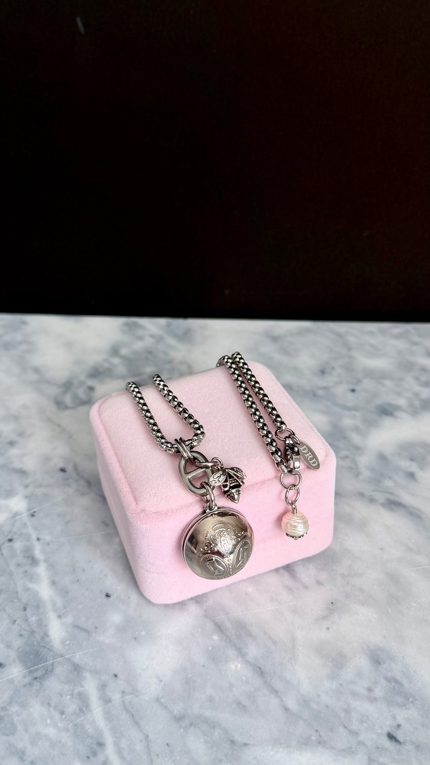 🐝 Vintage Silver Gucci charm chain necklace • high quality