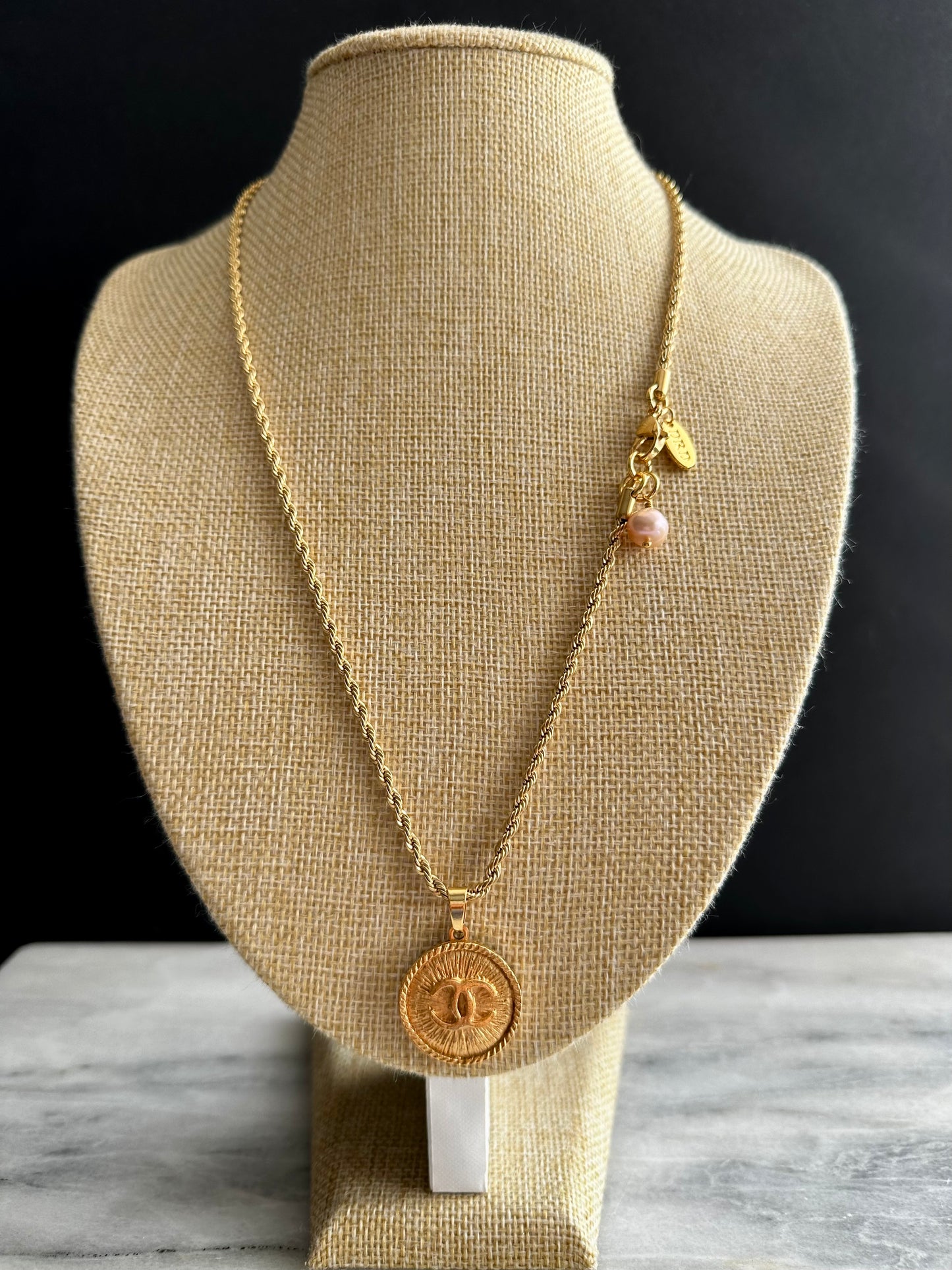 Vintage Authentic reworked Gold button Necklace