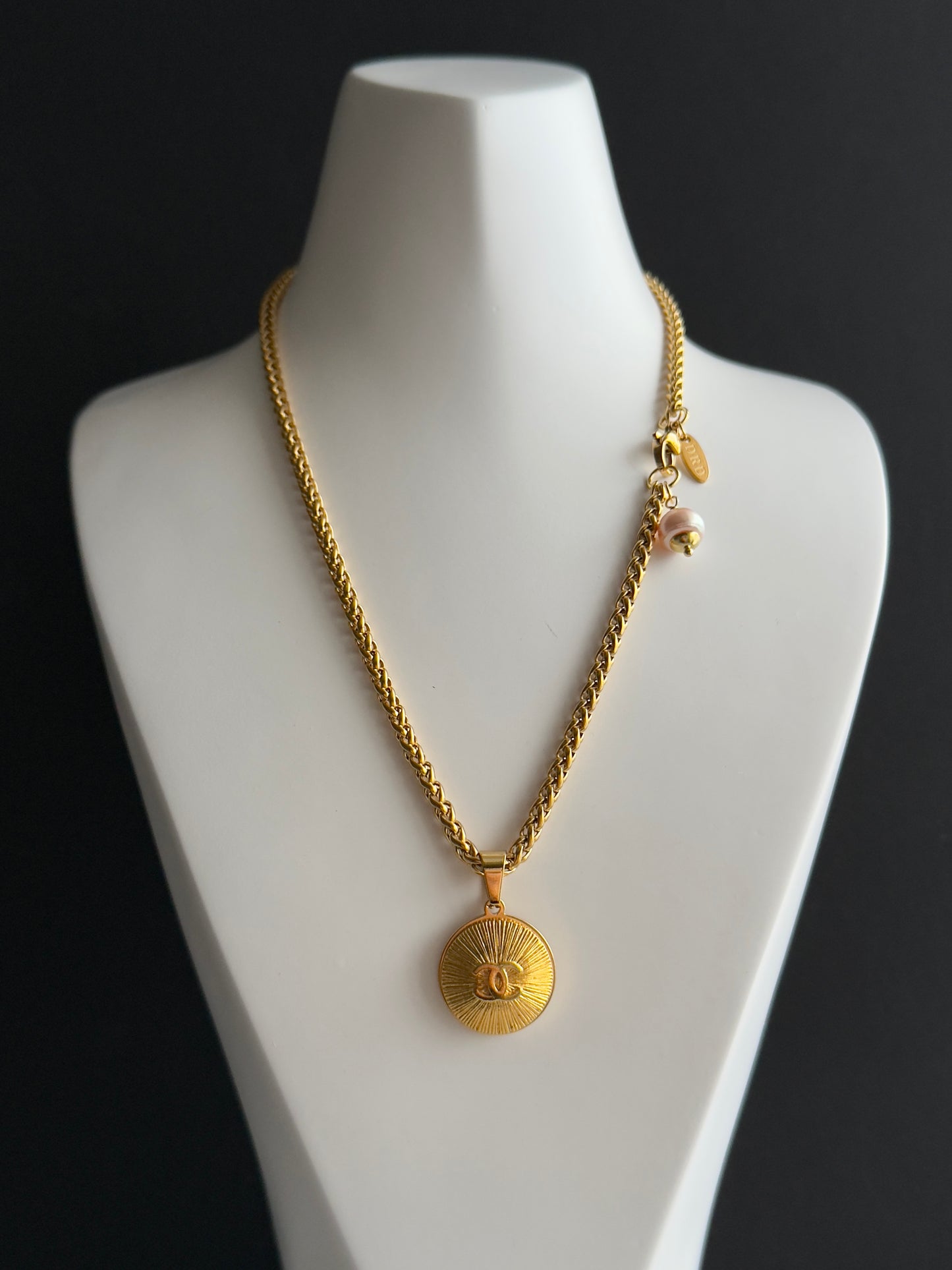 Vintage Authentic reworked Gold button Necklace