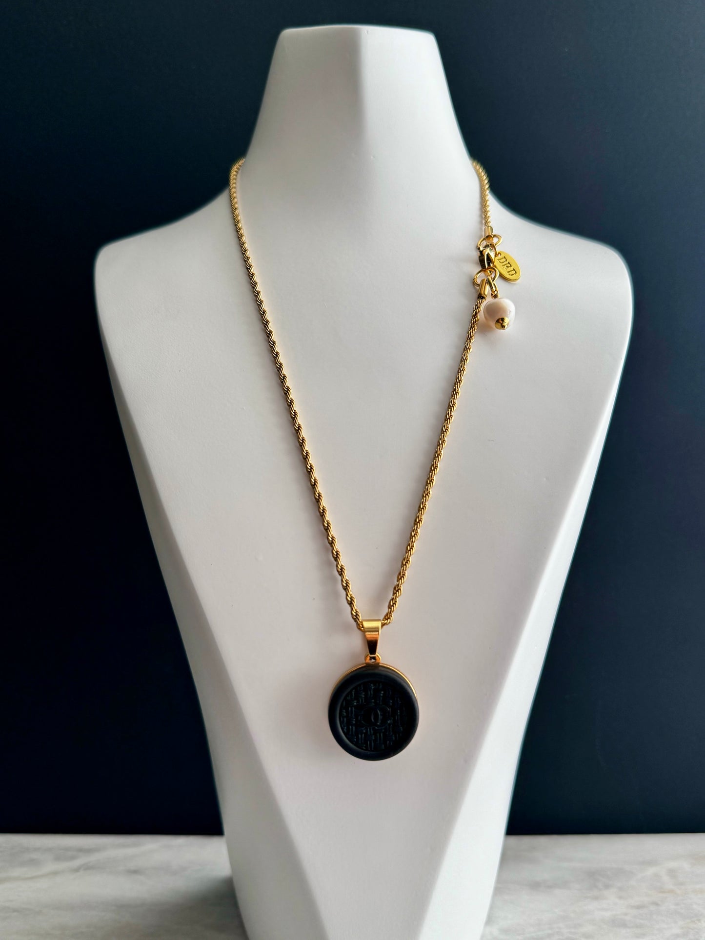 Large Vintage Authentic reworked Gold button Necklace