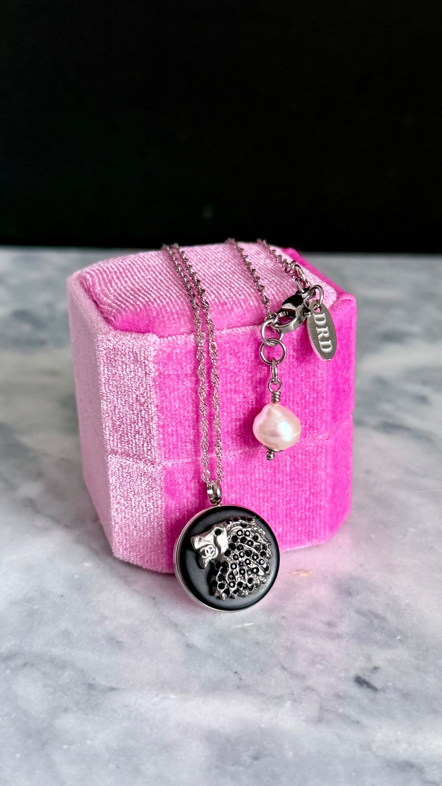 🖤 Reworked Authentic button necklace with sterling silver chain