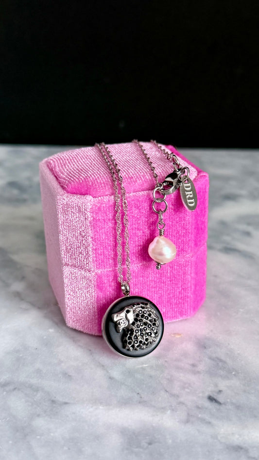 🖤 Reworked Authentic button necklace with sterling silver chain