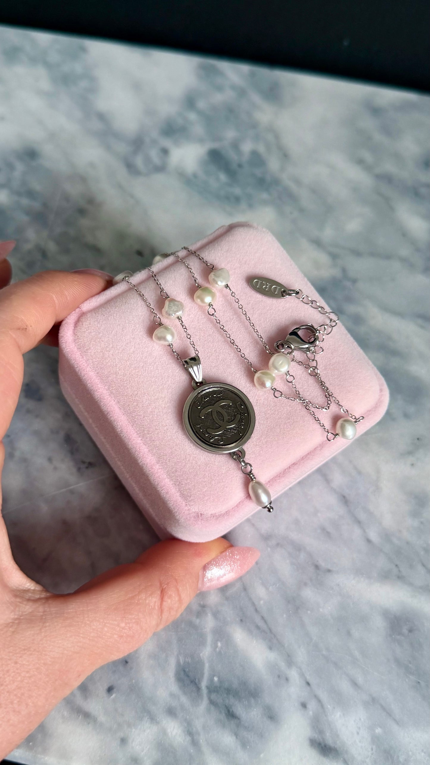 🖤 One of a kind delicate Authentic Reworked button necklace