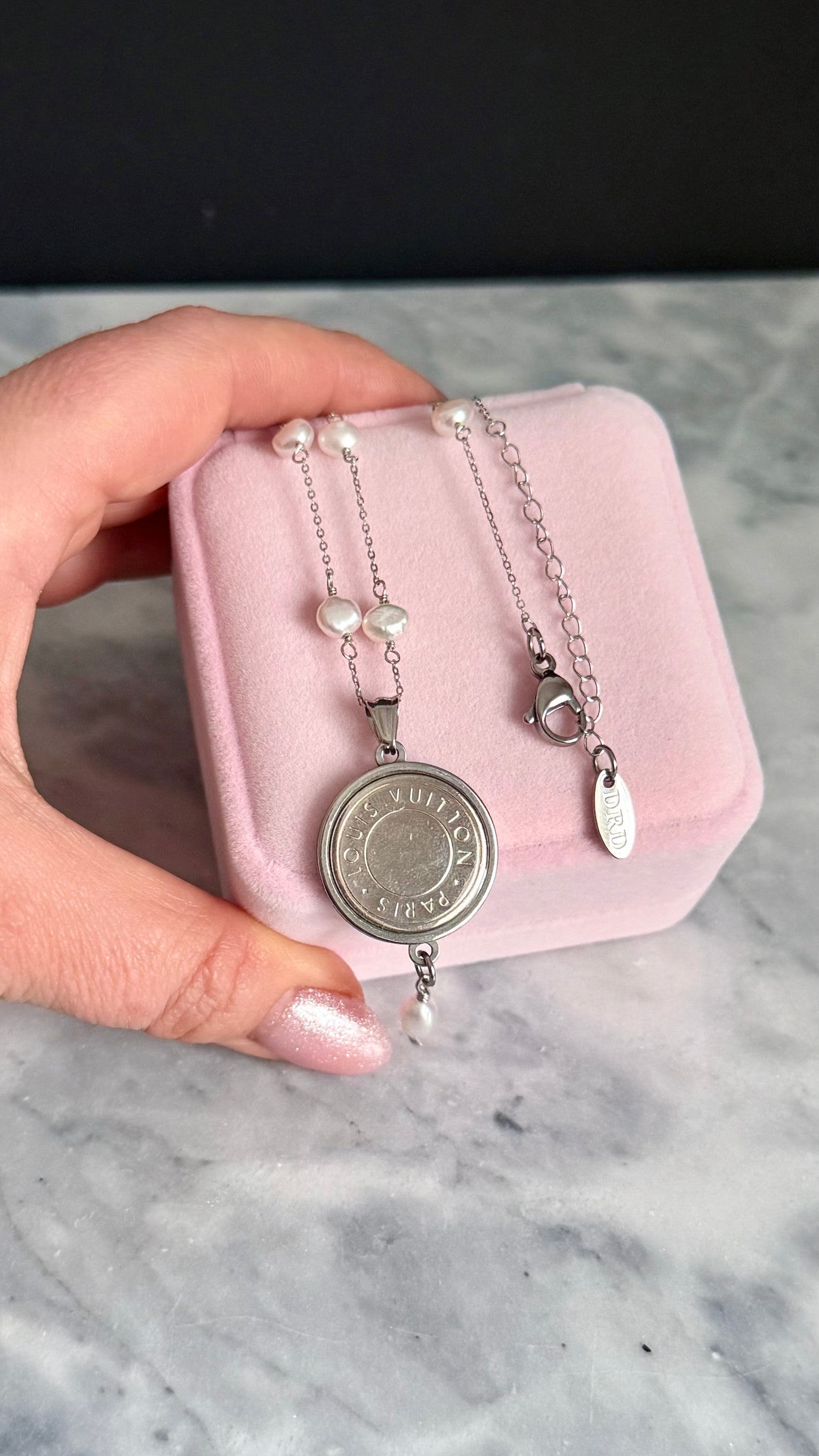 🖤 One of a kind delicate Authentic Reworked button necklace