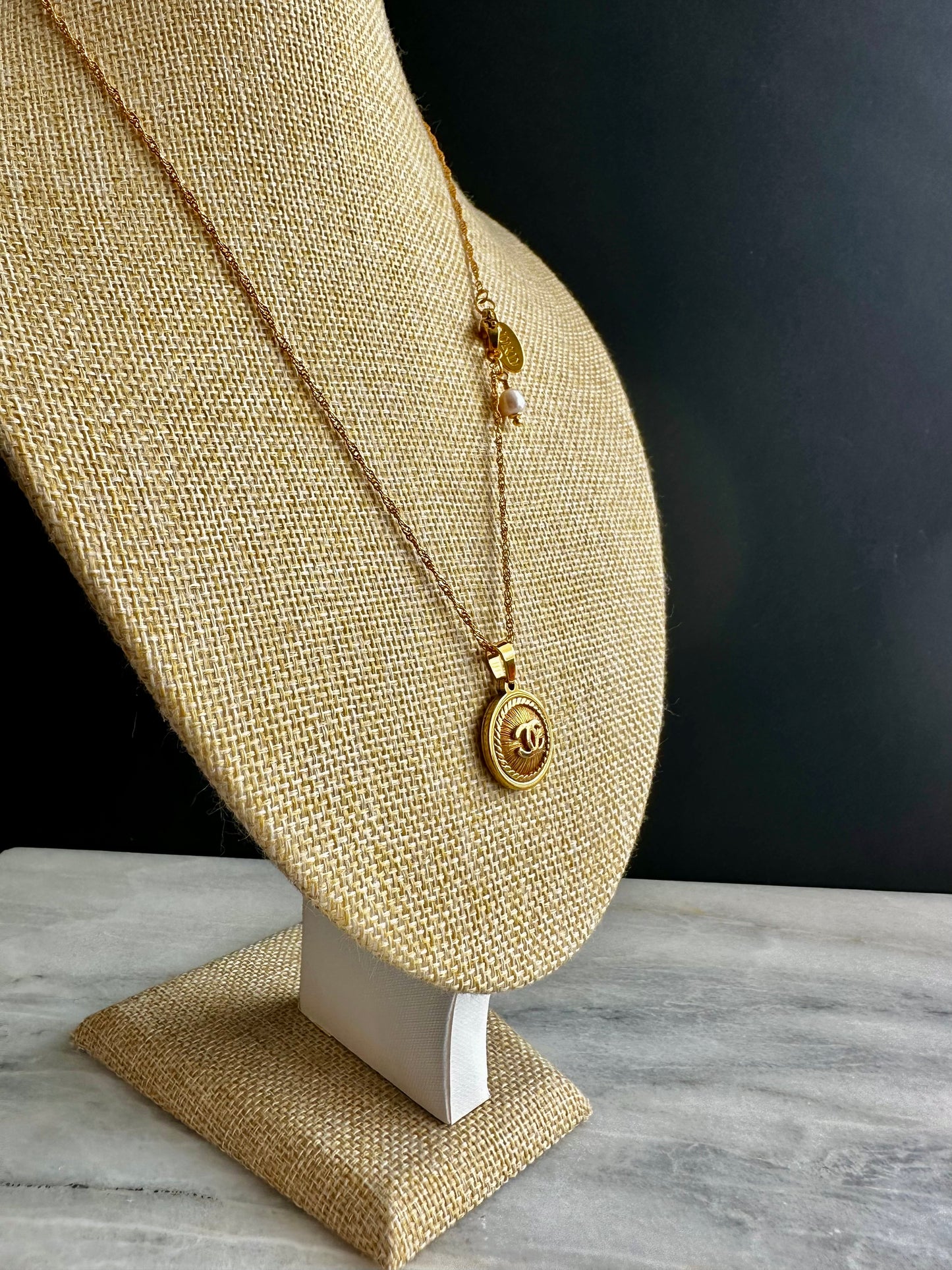 Vintage Authentic reworked Gold button Necklace