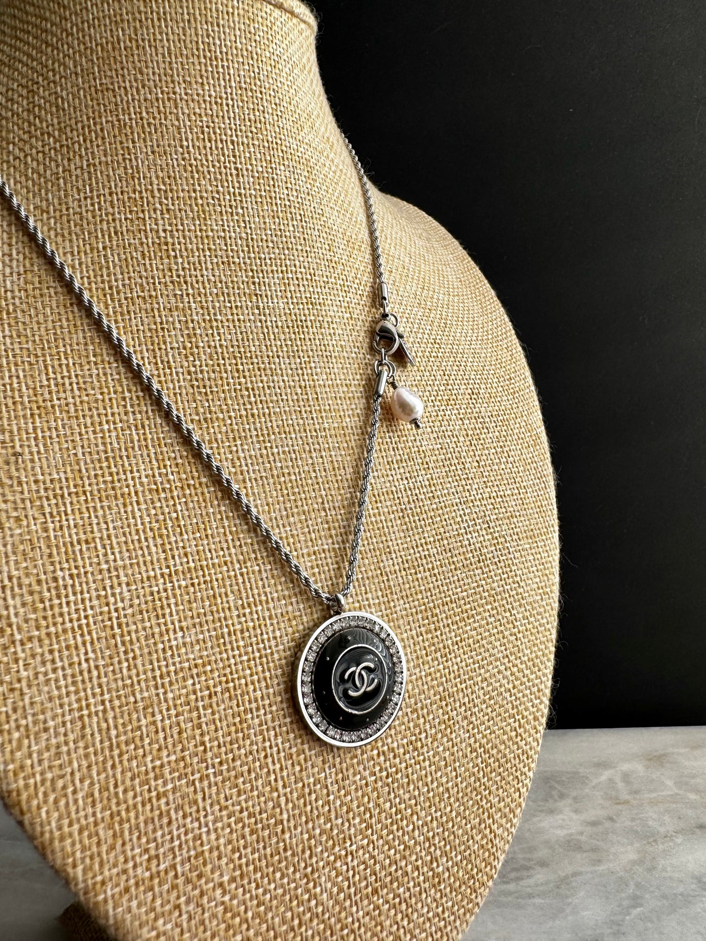 Authentic Reworked silver Button Necklace