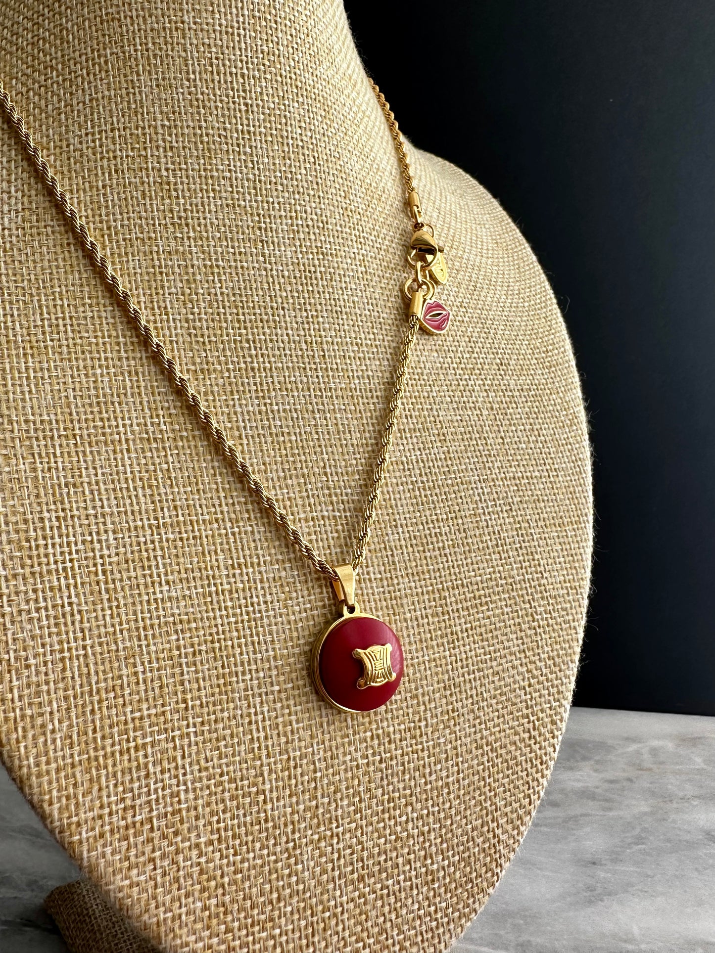 ❤️ Vintage Authentic reworked Celine Gold button Necklace