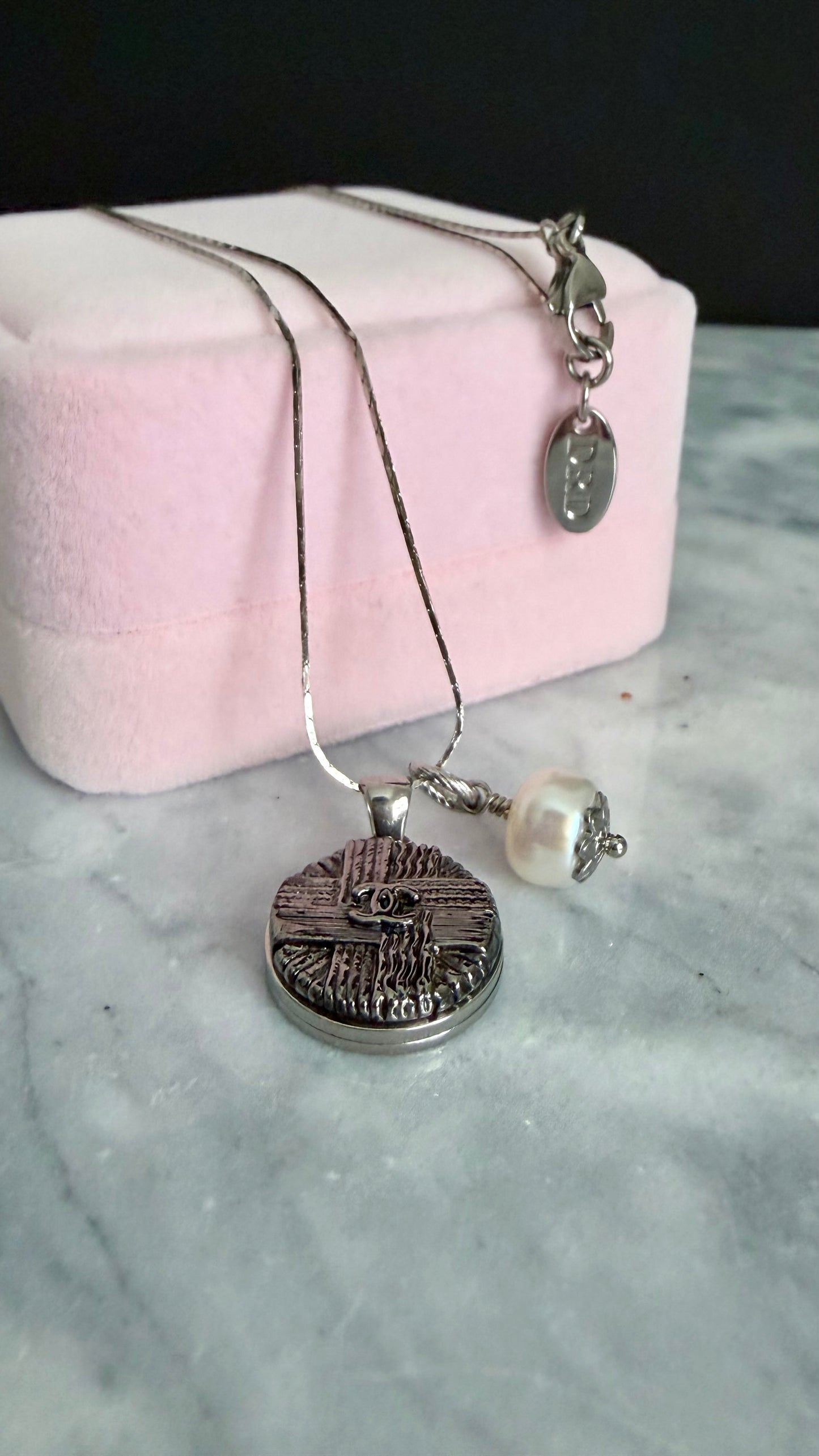 🖤 Reworked Authentic sterling silver button necklace with sterling silver chain