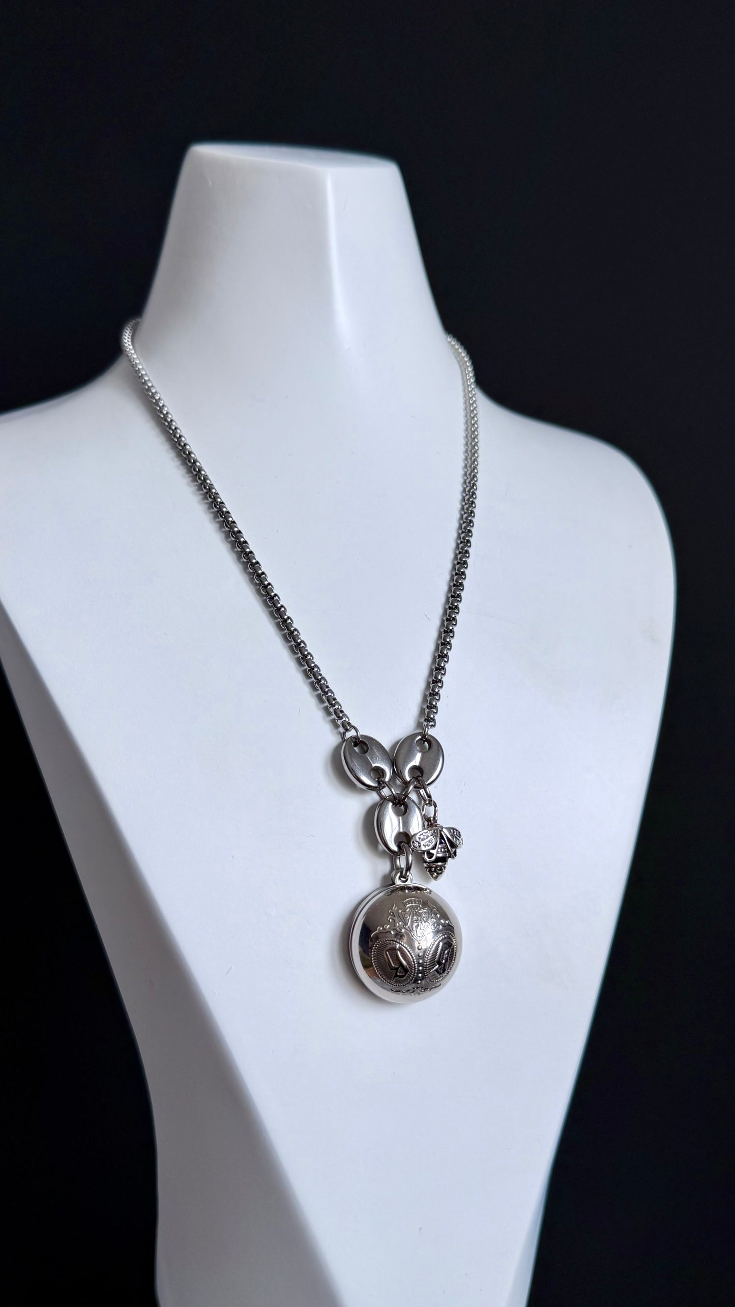 🐝 Vintage Silver Gucci charm chain necklace • high quality