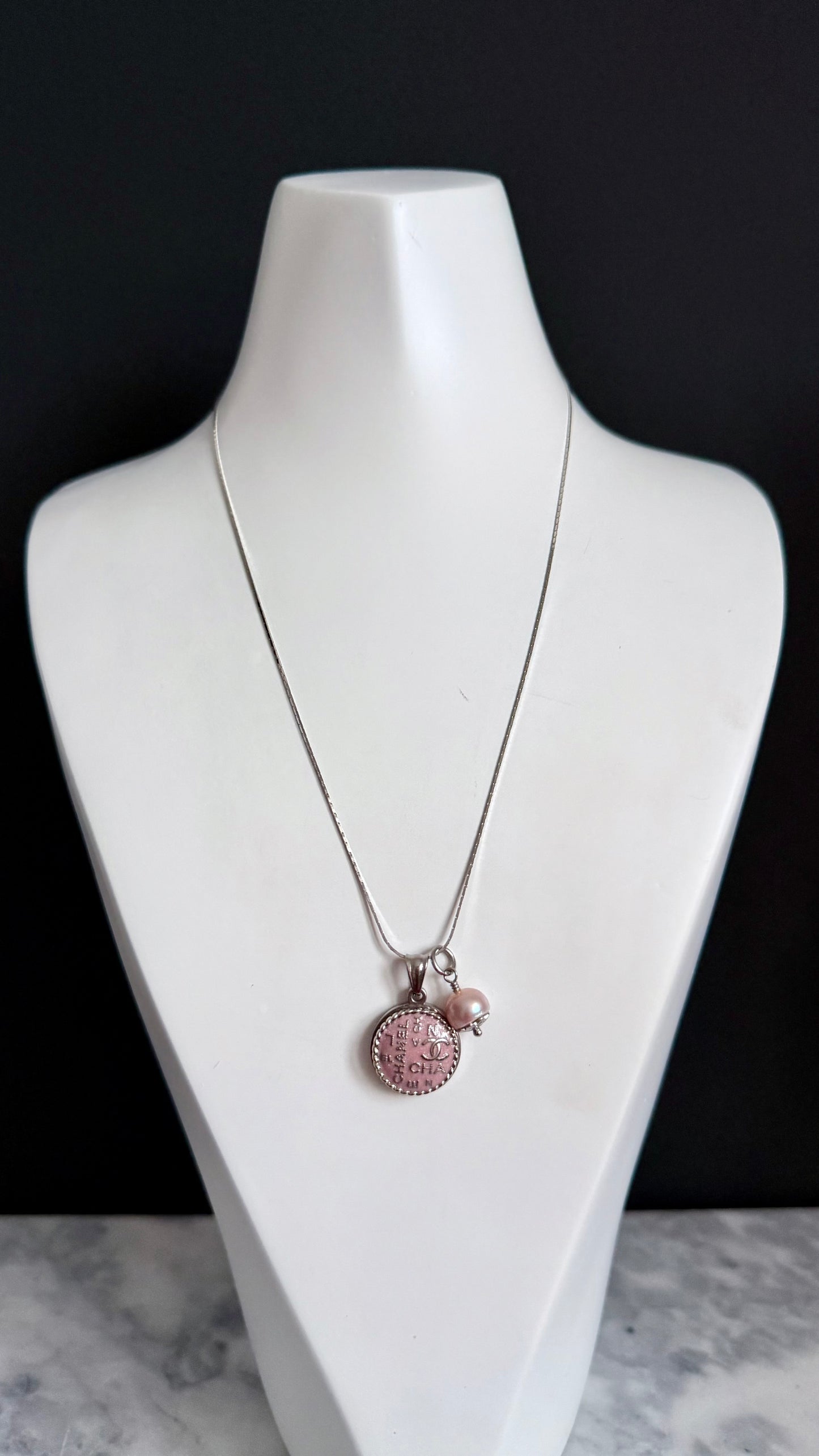 💖 Reworked Authentic sterling silver button necklace with sterling silver chain