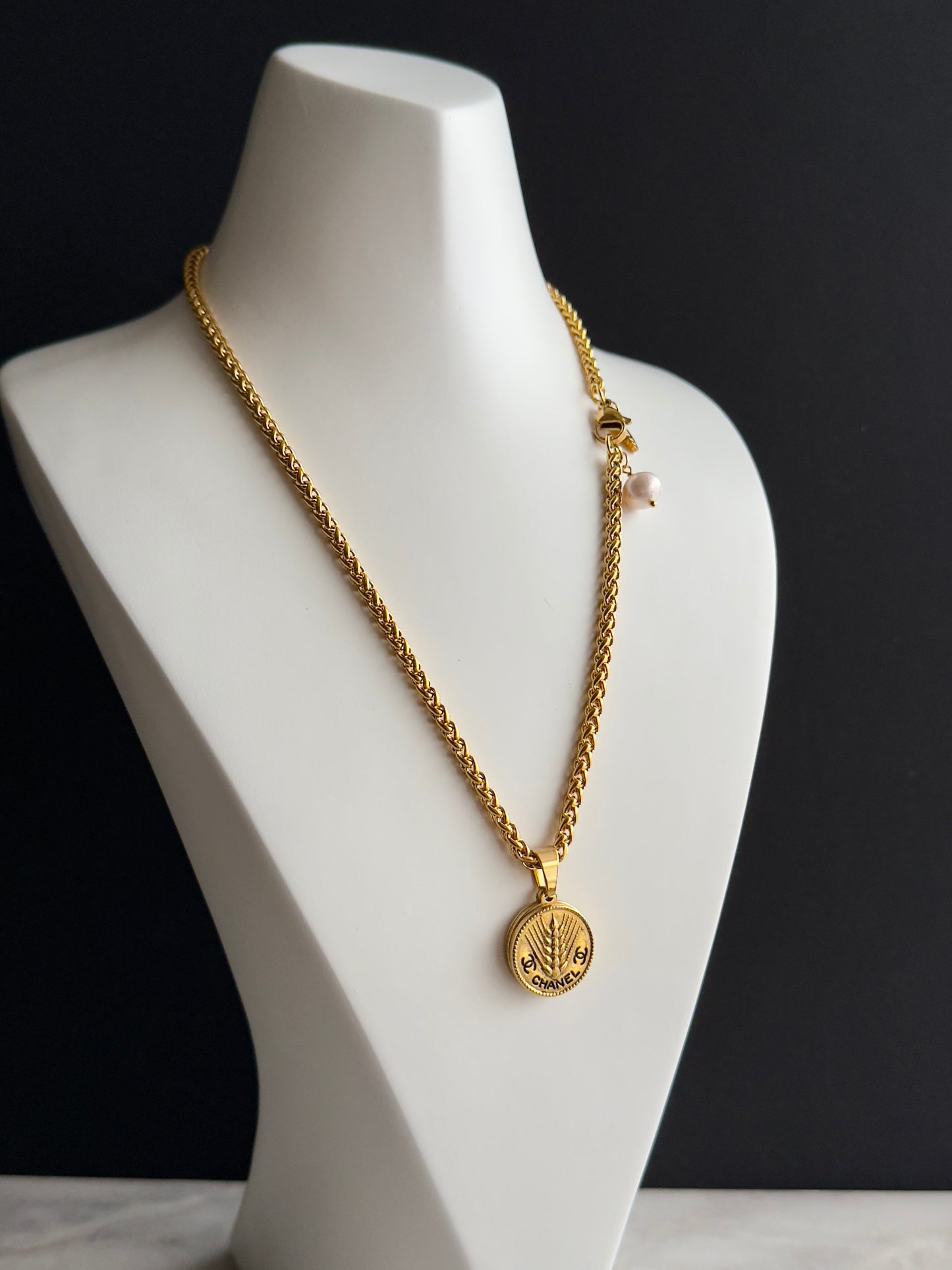 Vintage Authentic reworked Gold button Necklace