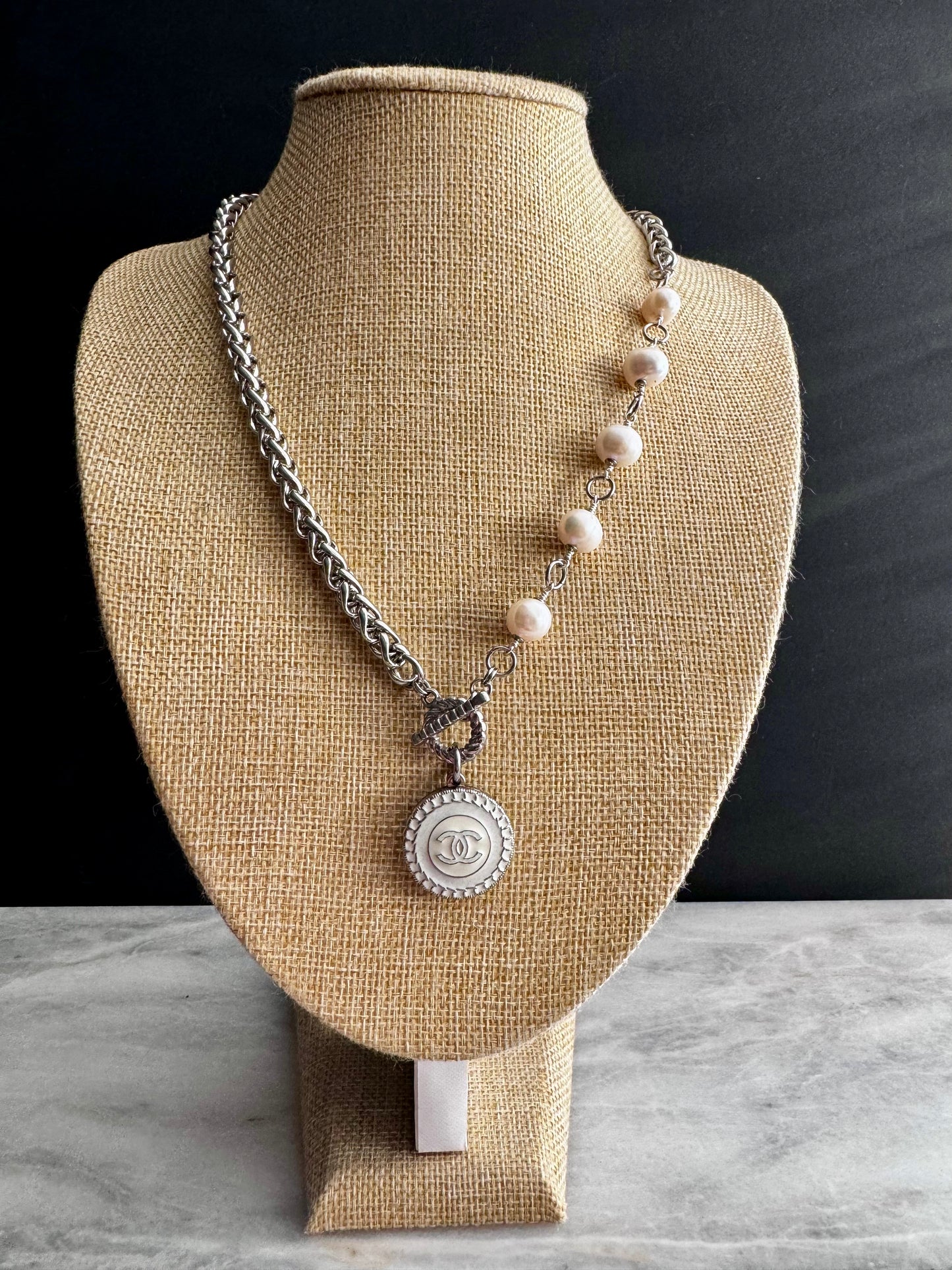 Extremely rare Authentic Reworked silver Button Necklace