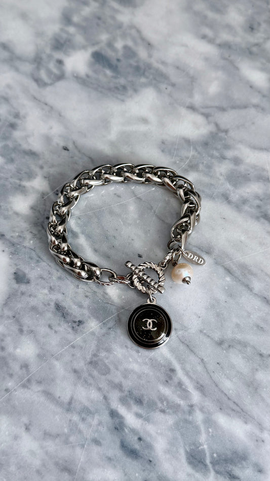 Silver chunky Authentic Reworked button bracelet