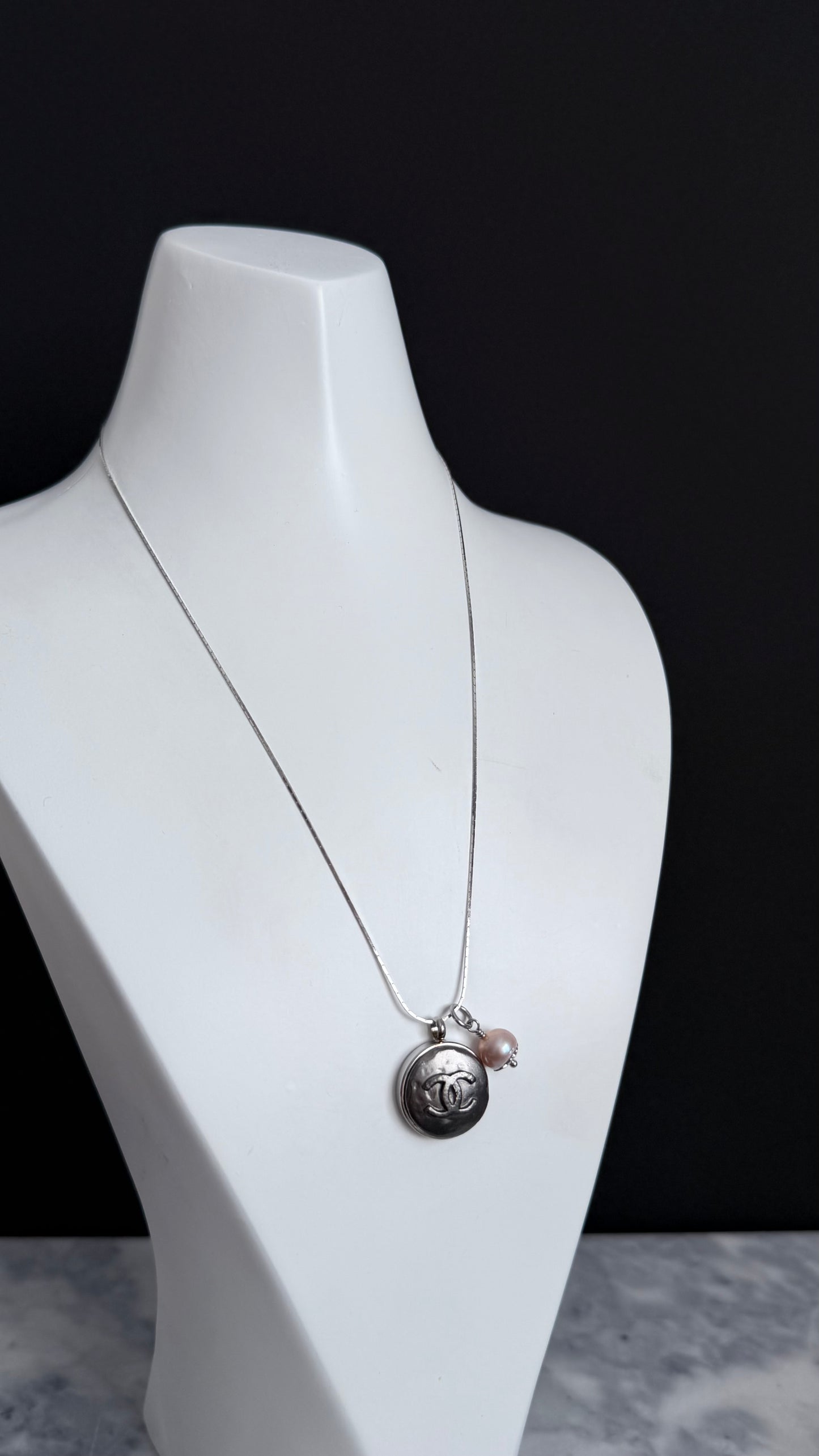 🖤 Reworked Authentic sterling silver button necklace with sterling silver chain