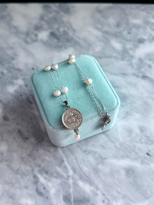 🤍 One of a kind Authentic Reworked button pearl necklace - 2 out of 2, medium size