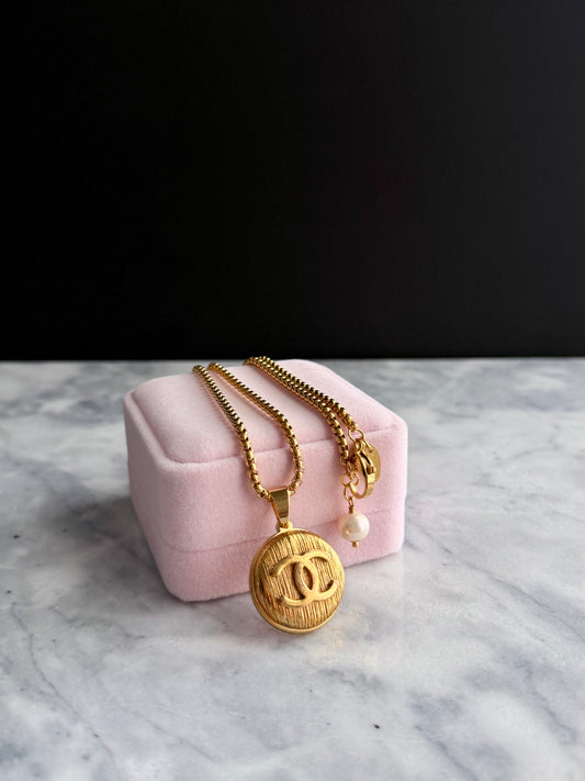 ✨HUGE CC Extremely rare Authentic Reworked gold Button Necklace