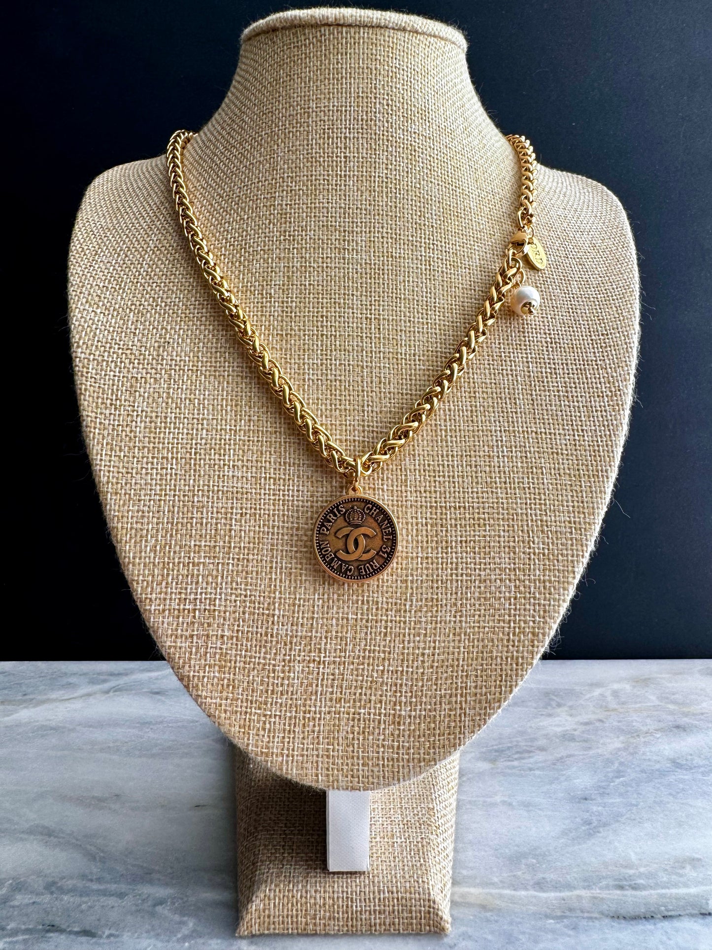 SUPER RARE Vintage Authentic reworked Gold button Necklace