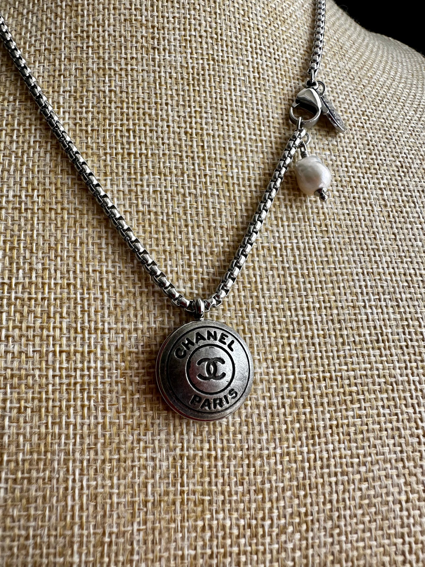 Authentic Reworked ANTIQUE silver Button Necklace