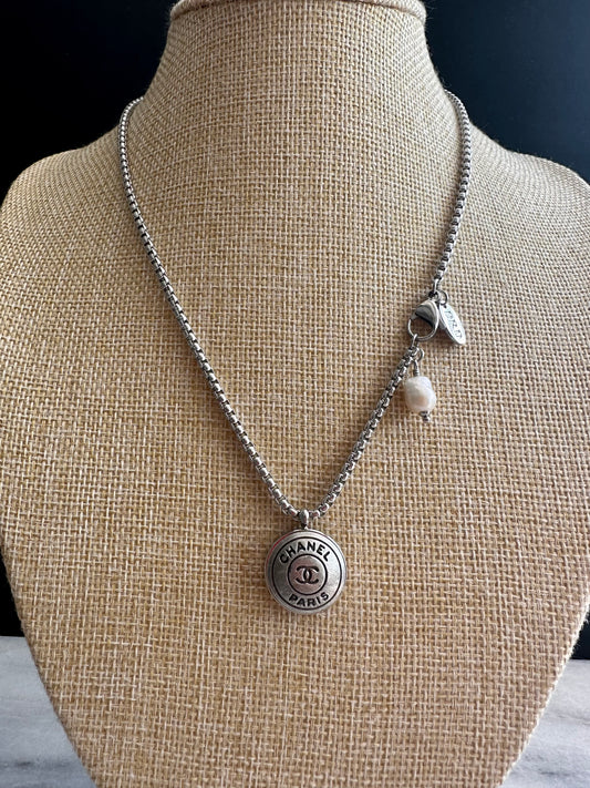 Authentic Reworked ANTIQUE silver Button Necklace