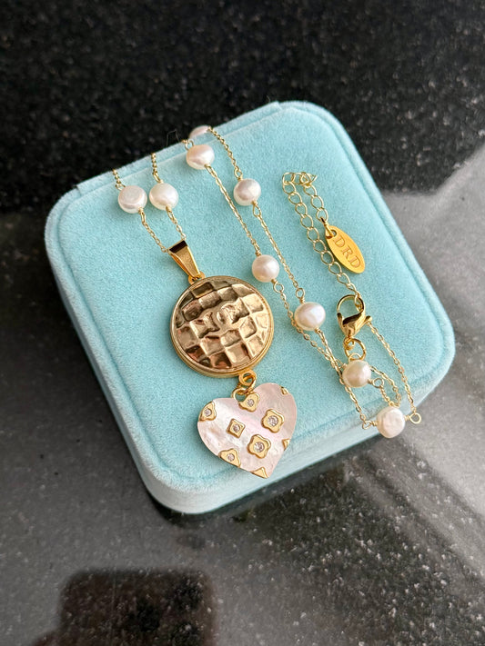 ✨ One of a kind delicate Authentic Reworked button necklace
